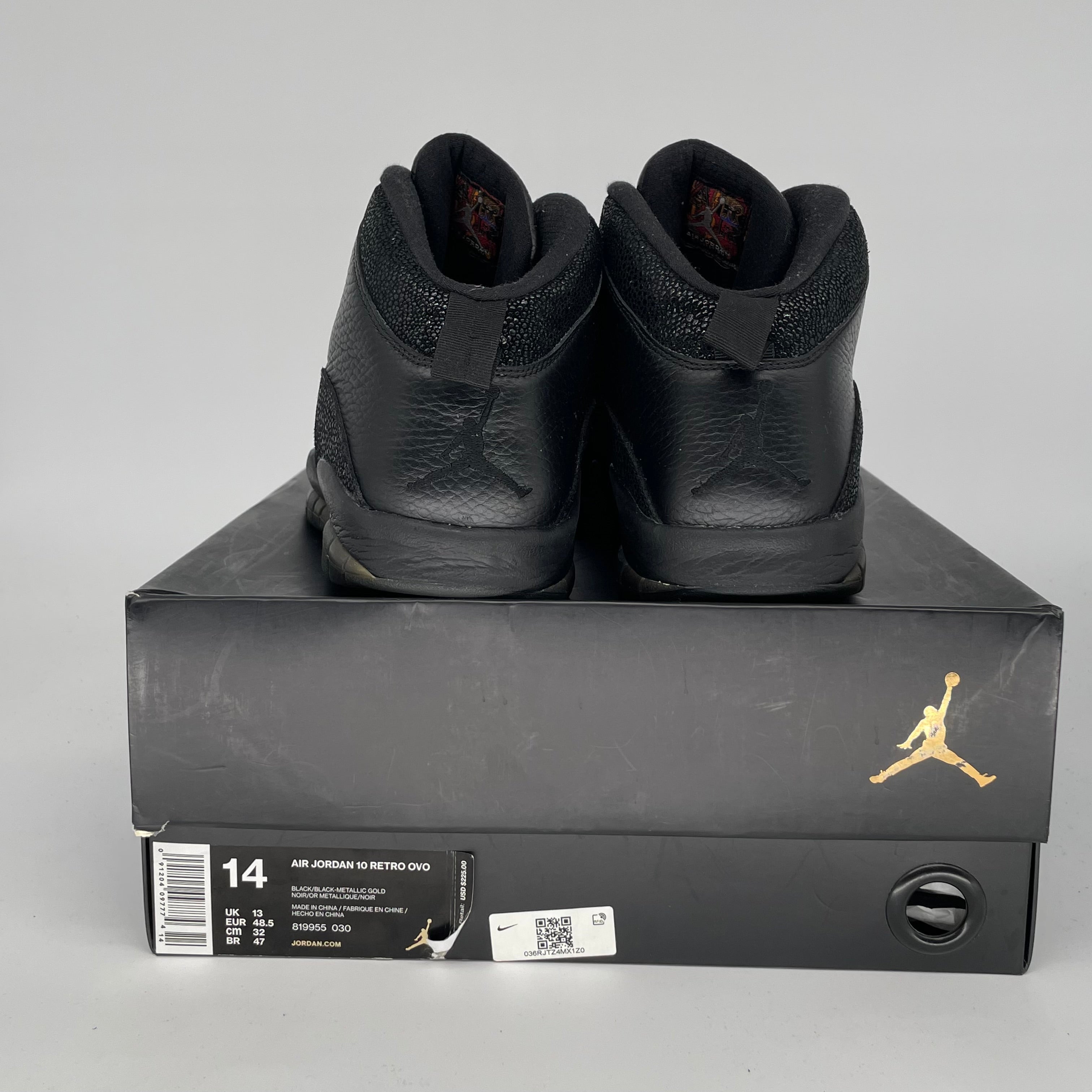 Authentic Air Jordan 10 Drake OVO Black Basketball Shoes - Men's Size 14 (819955-030) - Perfect for Streetwear & Sneaker Collectors