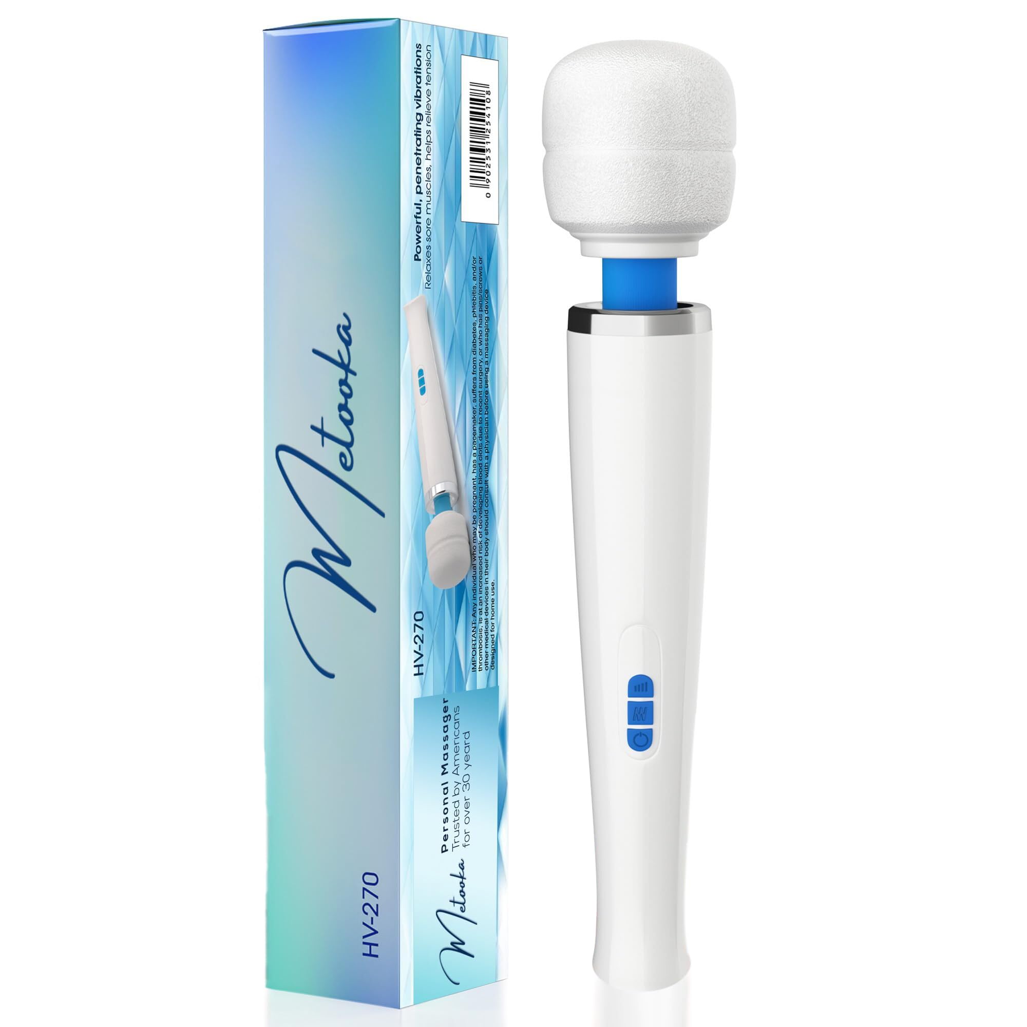 Rechargeable Cordless Handheld Massager - 8 Speed Levels & 20 Massage Modes for Neck, Back & Sore Muscle Relief - Portable Deep Tissue Massage Device for Home, Office & Travel Use