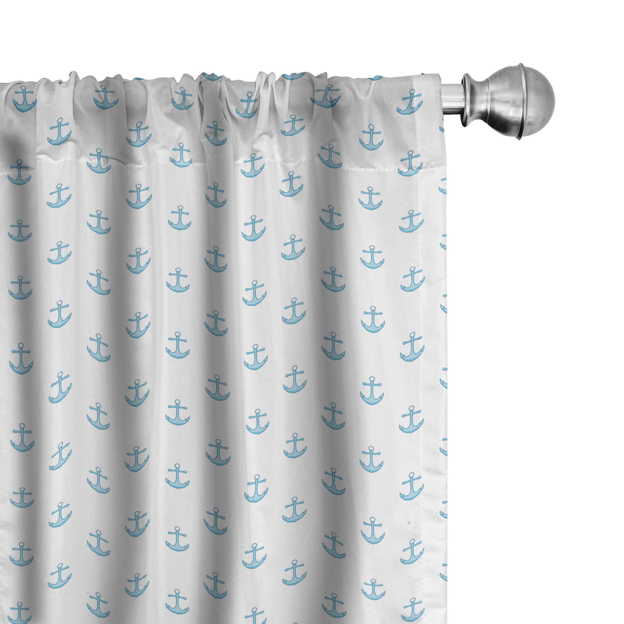 Ambesonne Nautical Anchor Window Curtains - Blue & White Cartoon Style Transportation Vessel Design, Lightweight 2-Panel Set with Rod Pocket (28
