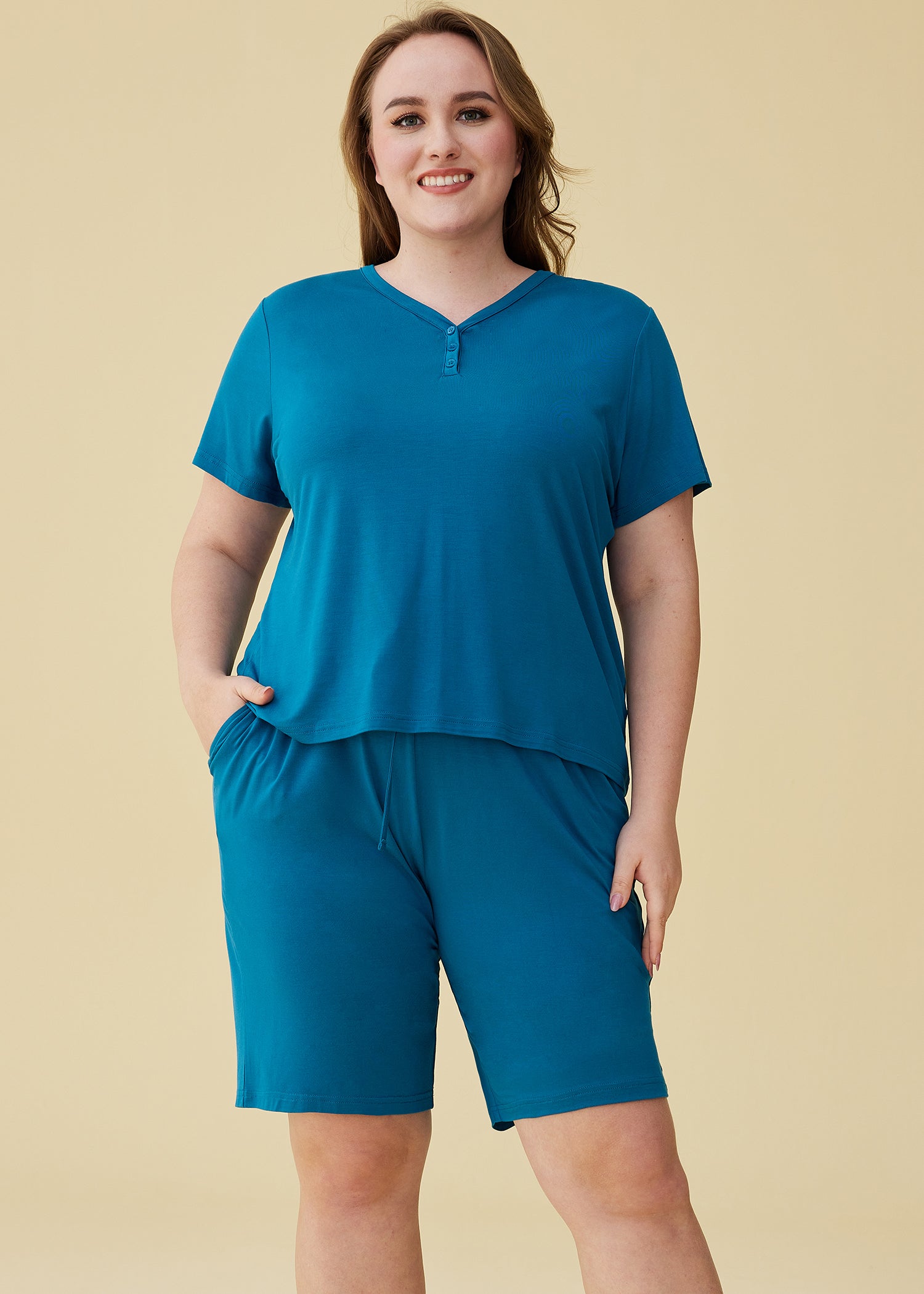 Women's Bamboo Viscose Bermuda Shorts Pajama Set - Soft & Breathable Sleepwear for Summer - Perfect for Lounging, Travel & Relaxing at Home