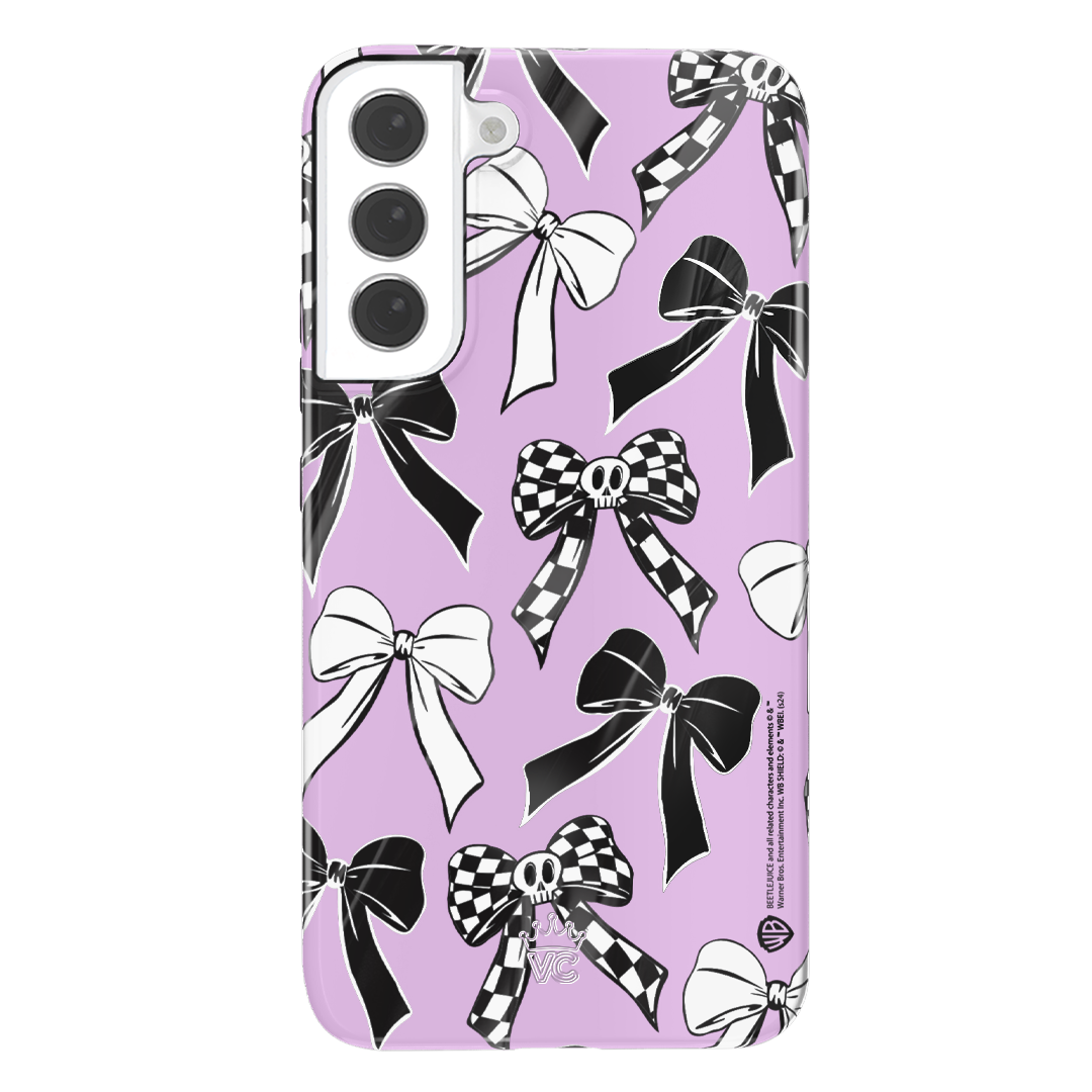 Beetlejuice Bows Pattern Samsung Phone Case - Protective Cover for Samsung Galaxy S21/S22/S23 - Trendy Fashion Accessory for Movie Fans & Halloween Lovers