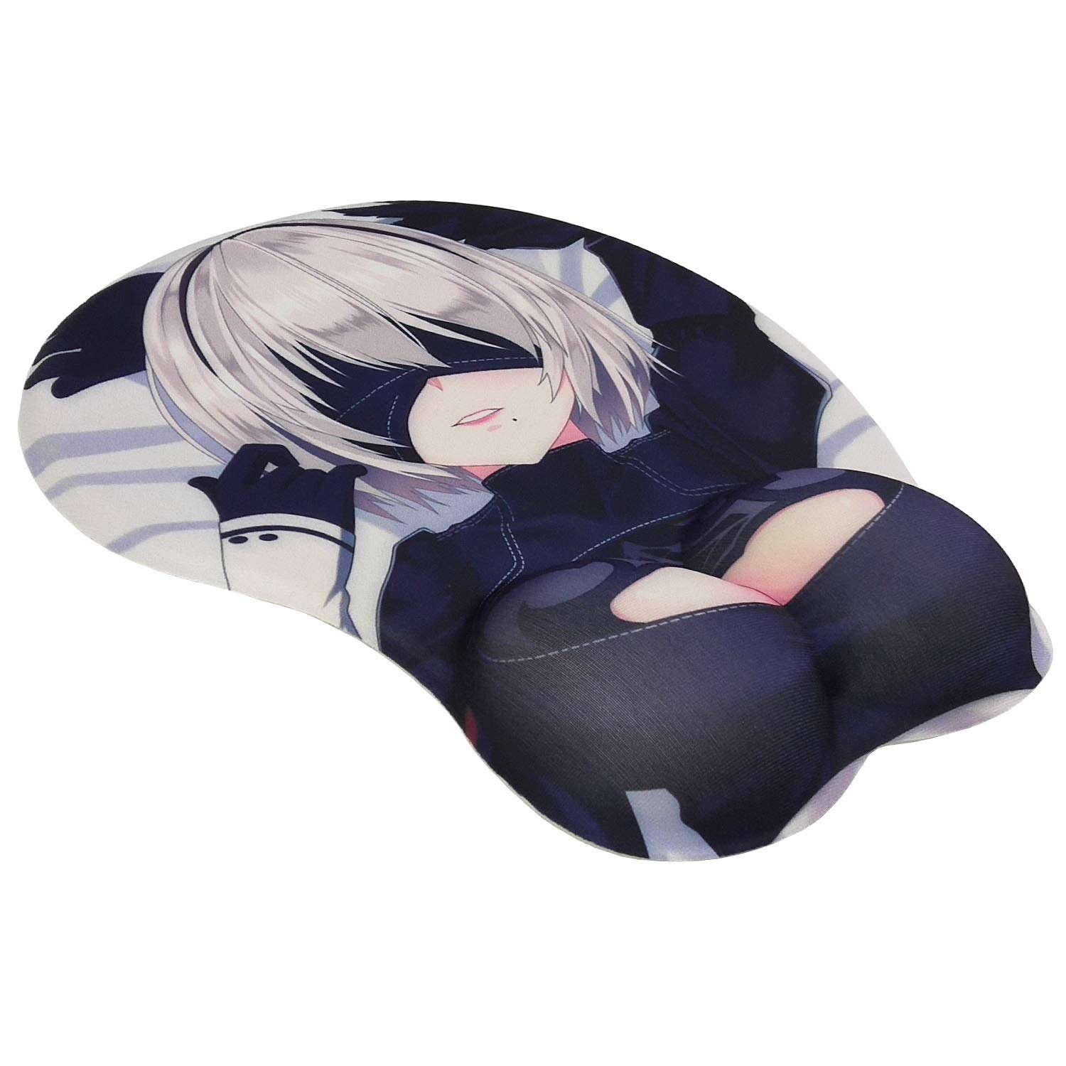 Ergonomic Gaming Mouse Pad with Gel Wrist Support - Non-Slip Anime Design Computer Mouse Mat for PC & Laptop - Perfect for Office Work, Gaming & Long Computer Sessions (Black)