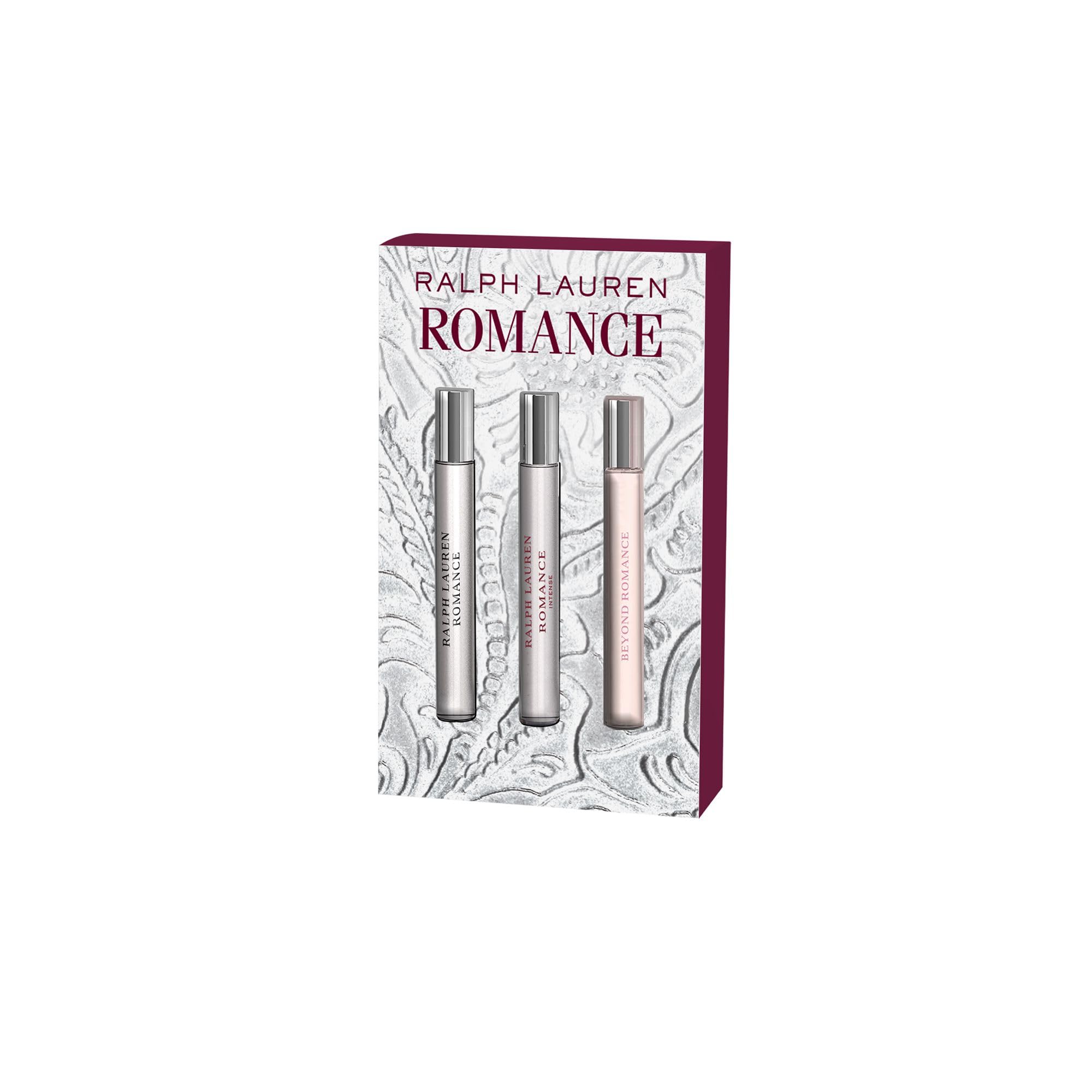 RALPH LAUREN Romance Discovery Women's Perfume Gift Set - 3 Travel Size Fragrances (Romance EDP, Beyond Romance, Romance Intense) 0.3 Fl Oz Each - Perfect for Gifts, Travel & Everyday Elegance