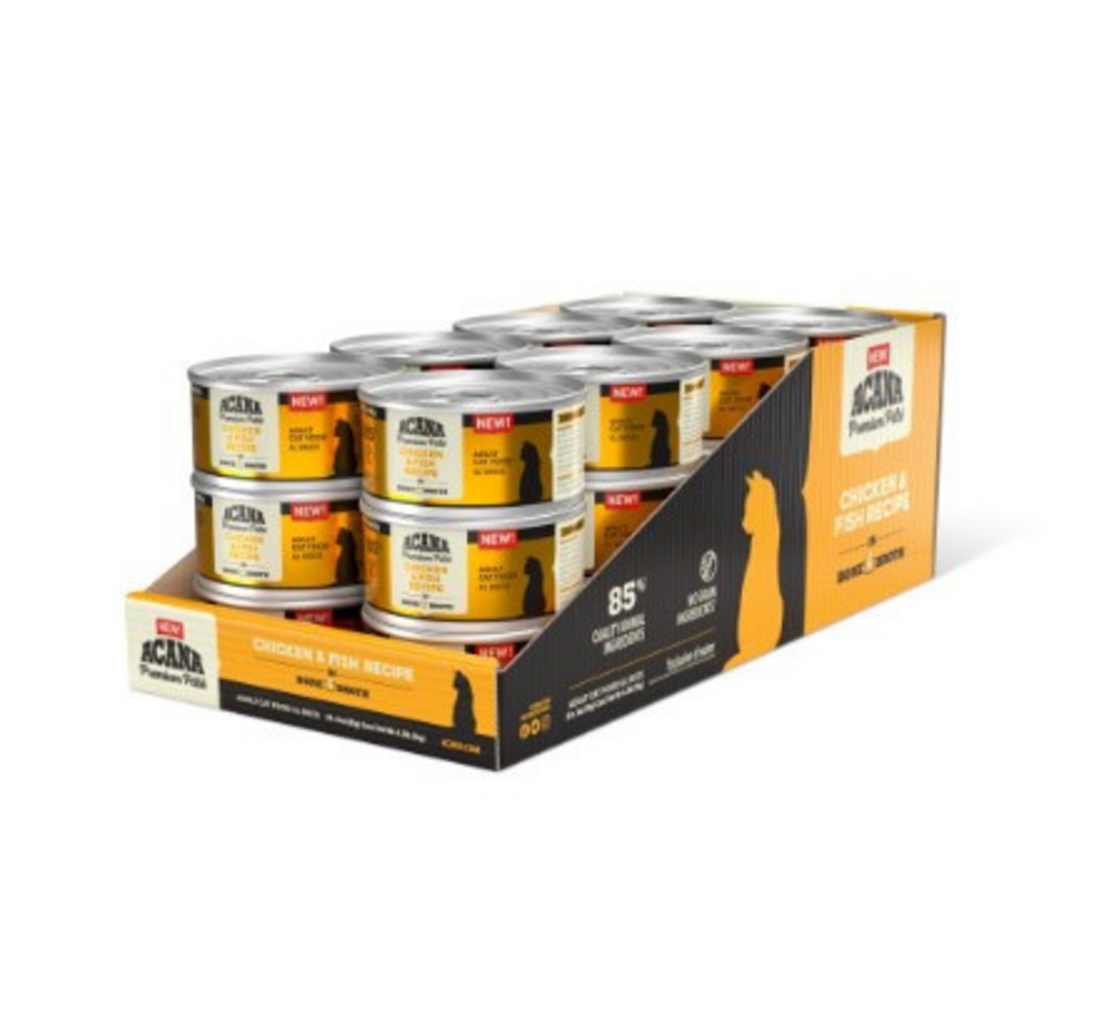 ACANA Premium Chicken & Fish in Bone Broth - Grain-Free Wet Dog Food for Puppies & Adult Dogs - High Protein, Natural Ingredients - Perfect for Mealtime & Training Rewards