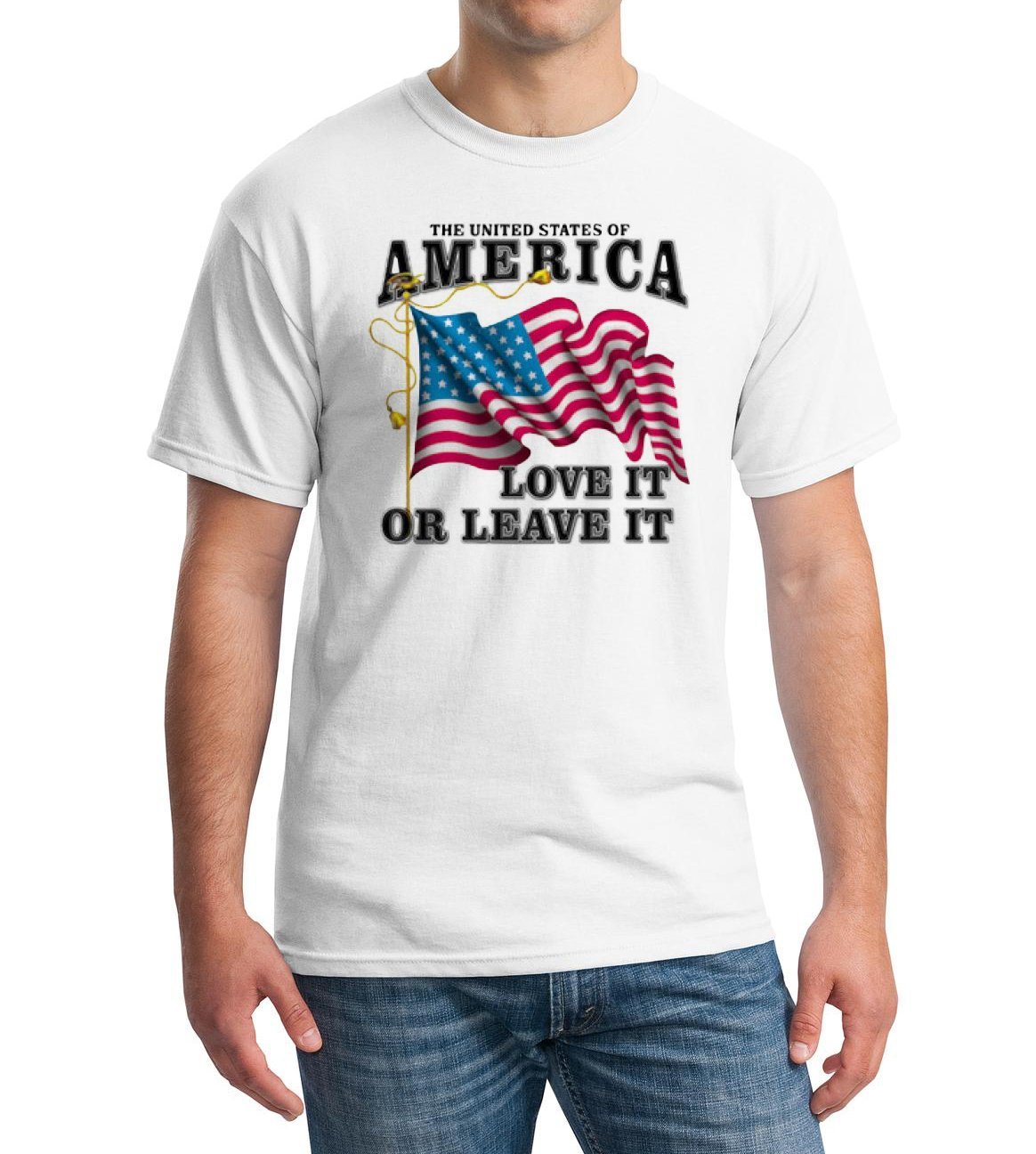 USA Flag Patriotic T-Shirt - Love It Or Leave It American Pride Shirt - Proud to be American Tee for 4th of July, Veterans Day & Independence Day Celebrations