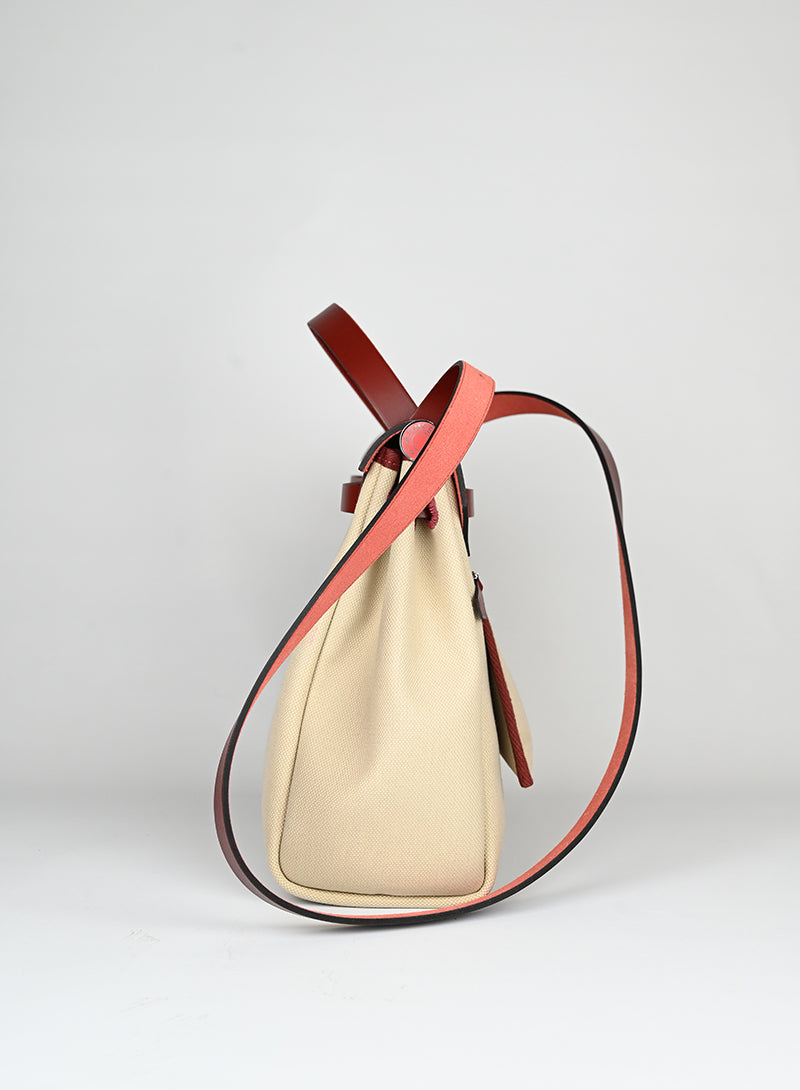 Hermès Herbag 29 Shoulder Bag - Beige & Brick Leather Crossbody Bag for Women | Luxury Handbag for Work, Travel & Everyday Use