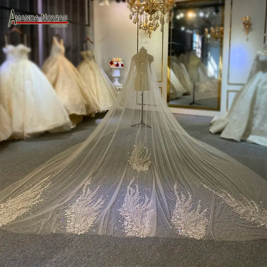 Elegant Full Beading Wedding Veil for Brides – Perfect for Church Ceremonies, Photo Shoots & Formal Events