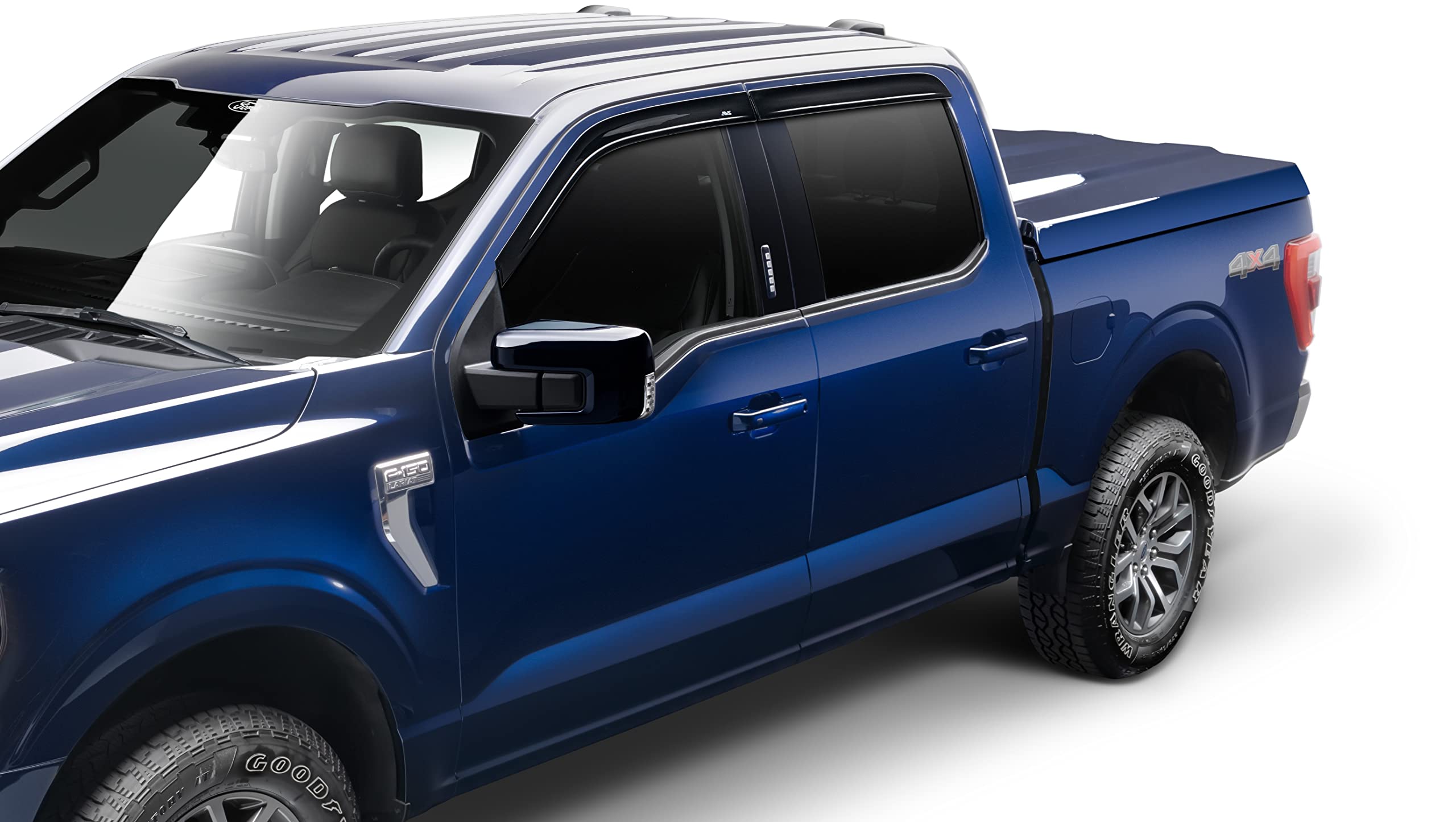 AVS Low Profile Rain Guards for 2015-2025 Ford F-150 (Including Raptor & Lightning), F-250/F-350/F-450 SuperCab | Dark Smoke Window Vent Visors (4-Piece Set) | Perfect for Rain Protection & Improved Airflow While Driving