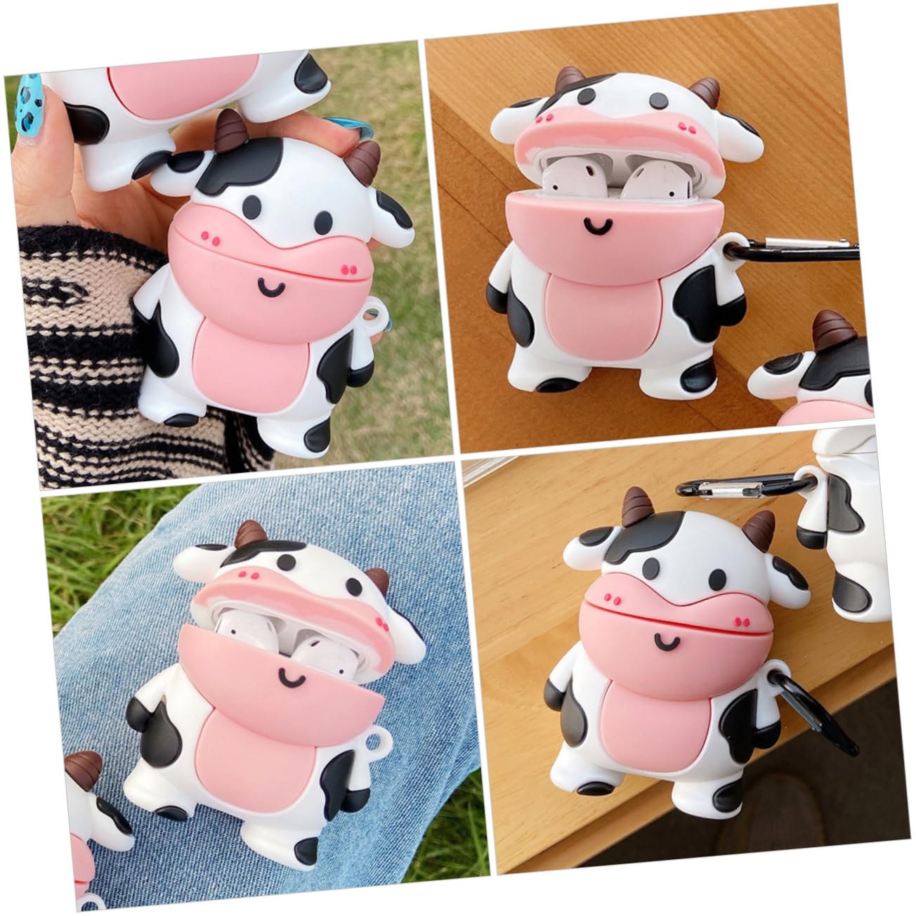 OSALADI 3-Pack Cute Cartoon Headphone Case with Storage Hole - Durable Silicone Earphone Storage Box for AirPods & Wireless Earbuds - Perfect for Travel, Gym & Daily Organization