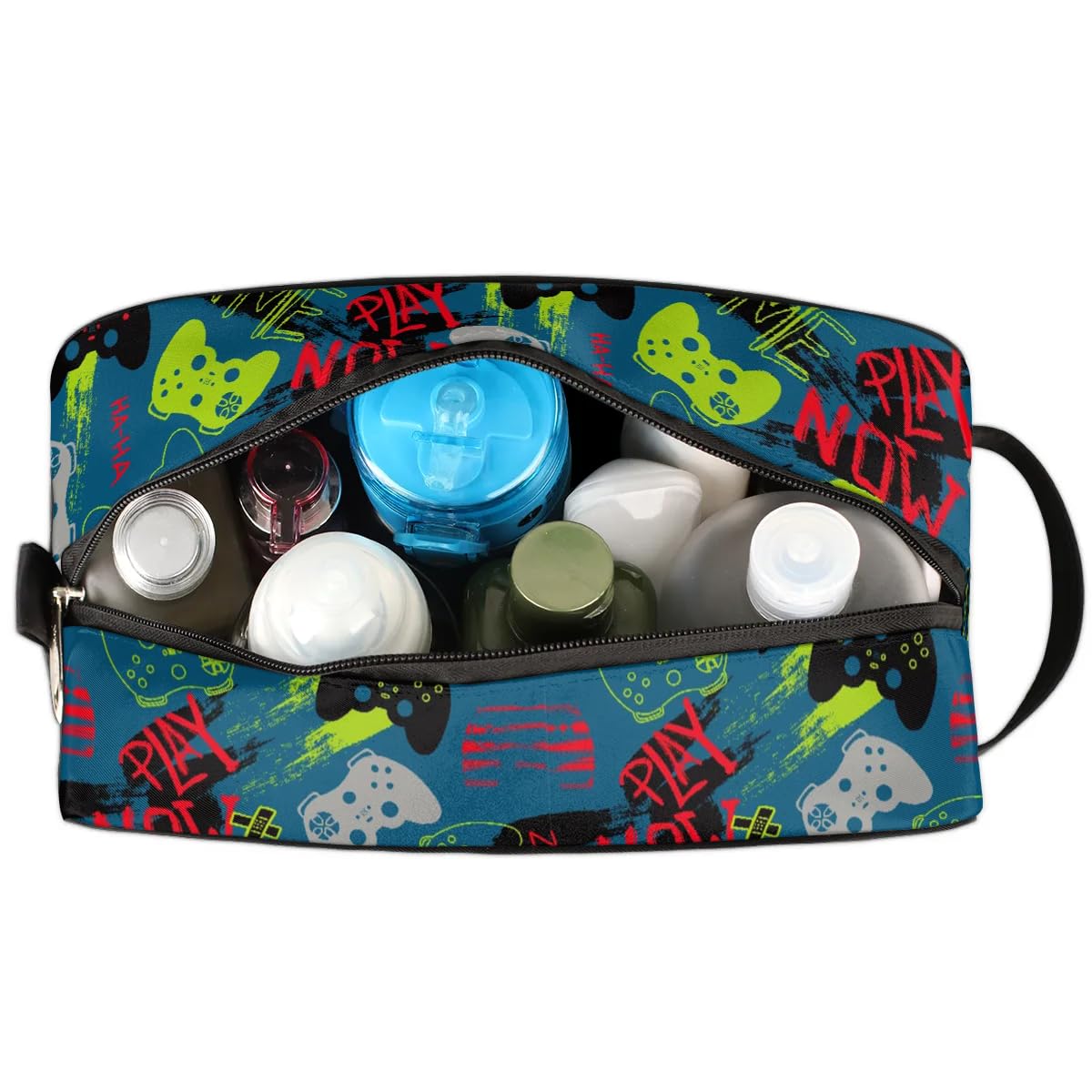 Waterproof Hanging Travel Toiletry Bag for Kids & Teens - Portable Dopp Kit for Boys' Bathroom Essentials, Game Joysticks & Accessories - Perfect for School Trips, Camping & Family Vacations