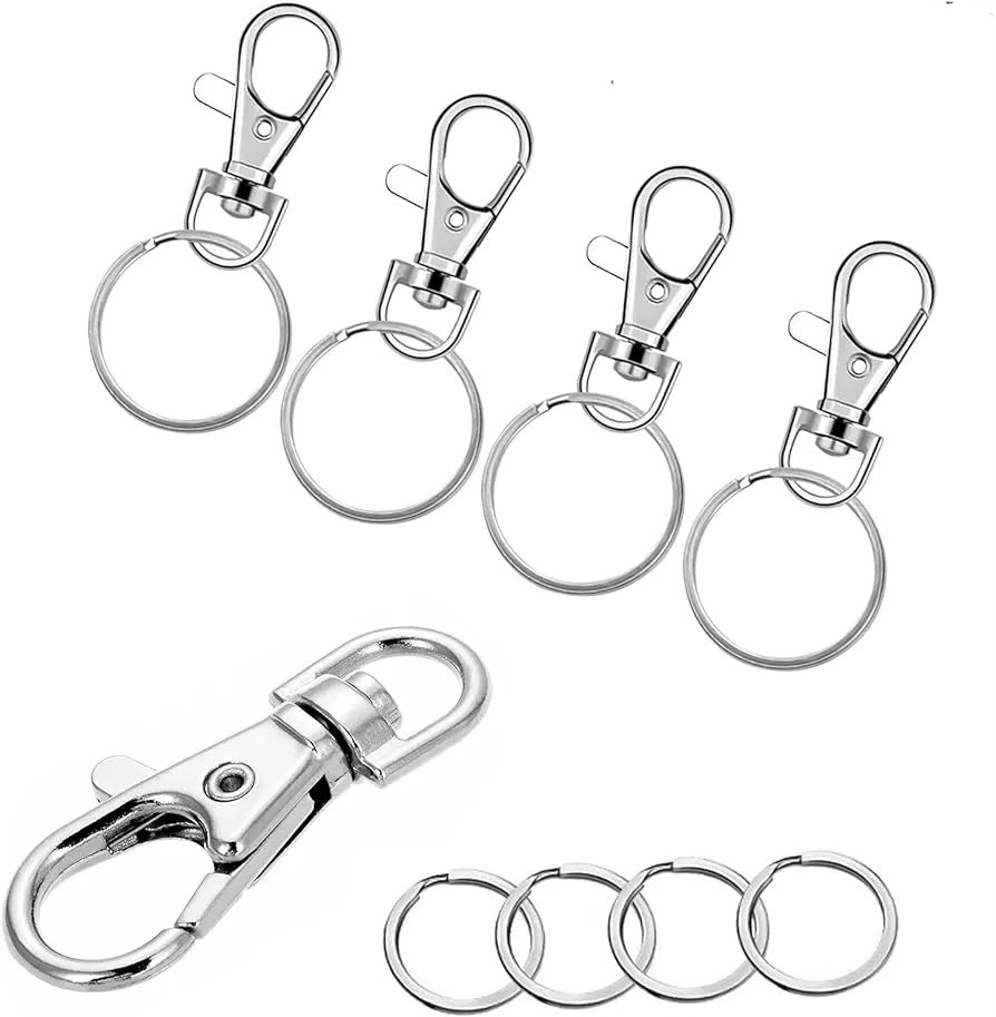 35mm Alloy Keychain Rings with Swivel Clasps - Lobster Claw Clasps & Split Rings for DIY Jewelry Making, Lanyards, Keychains & Craft Supplies (4-Pack) - Perfect for Keychains, Bag Charms & Handmade Jewelry Accessories