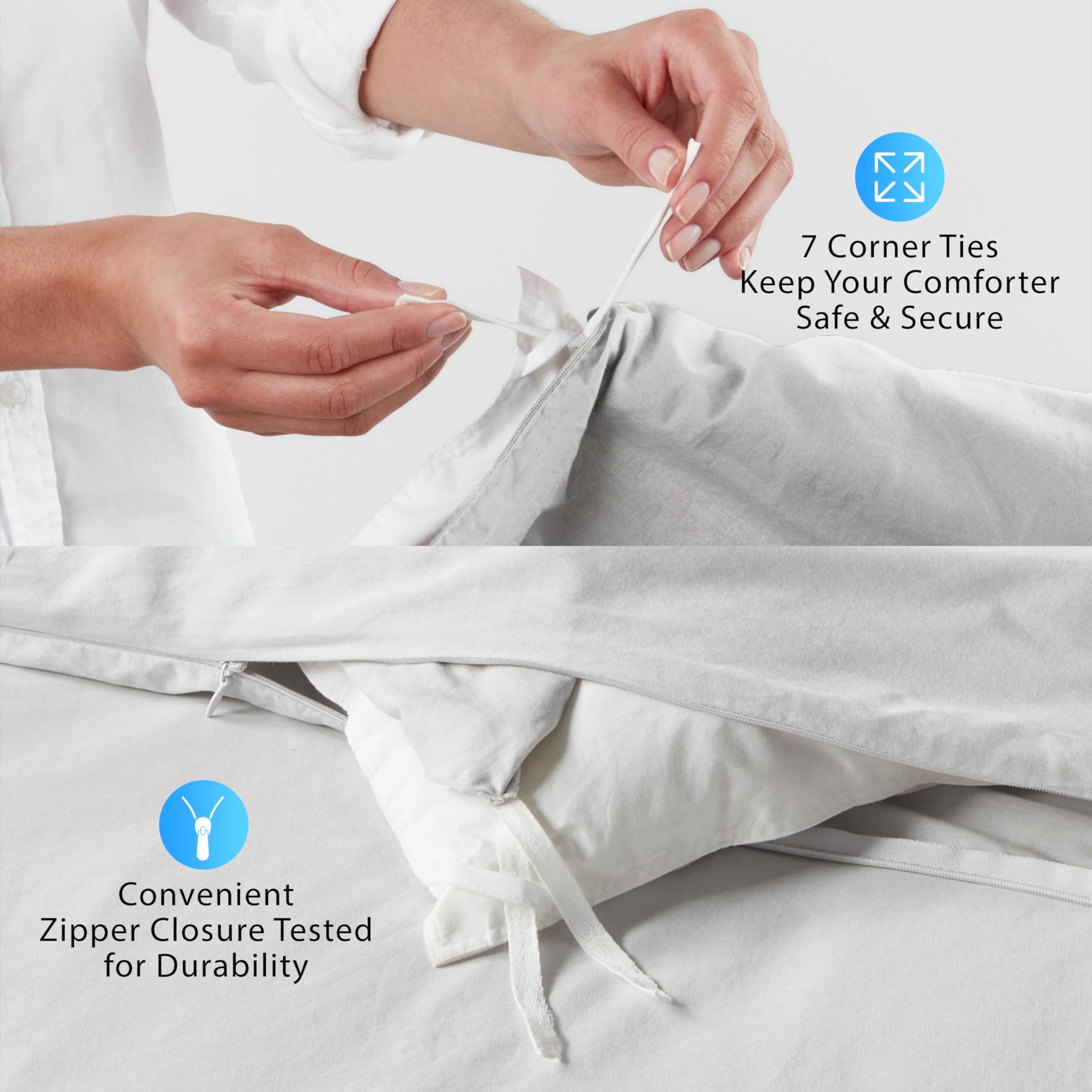 Premium 100% Egyptian Cotton Duvet Cover Set - King/California King Size 600 Thread Count | 3-Piece Cooling Bedding Set in Silver Grey | Luxury Soft Breathable Duvet Cover for All-Season Comfort