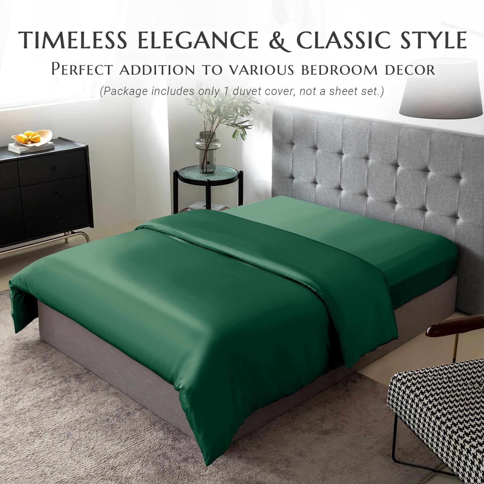 Premium 100% 7A+ Mulberry Silk Duvet Cover - Seamless & Breathable Luxury Bedding with Easy Care Zipper Closure (Full Size, Emerald Green) | Perfect for Allergy Relief, Temperature Regulation & Luxurious Sleep Experience
