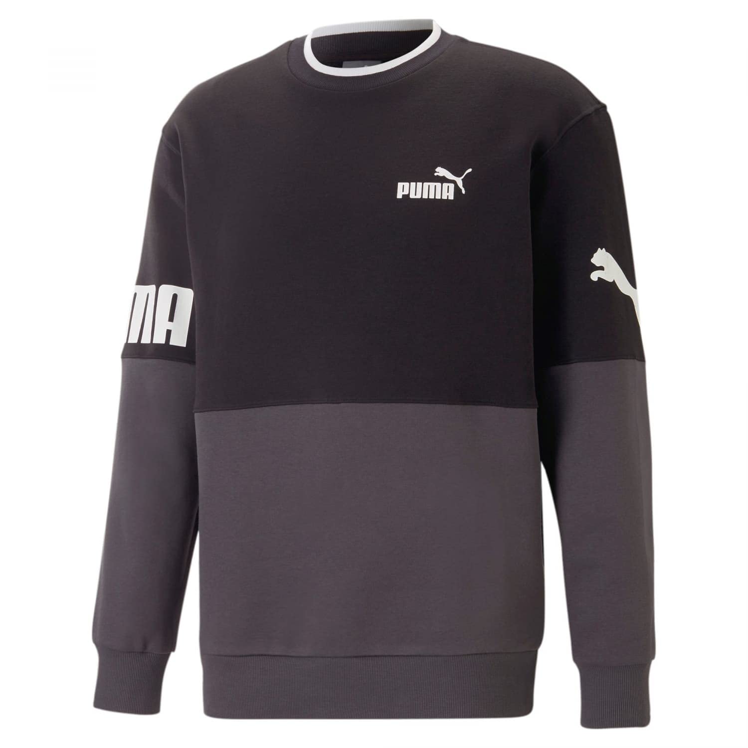 PUMA Men's Power Colorblock Crew Neck Sweatshirt - Comfortable Casual Pullover for Gym, Running & Everyday Wear
