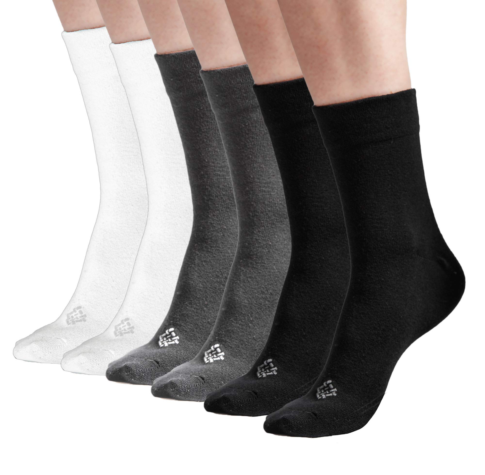 Sheebo 6 Pairs Premium Cotton Crew Socks - Unisex for Work & Sports