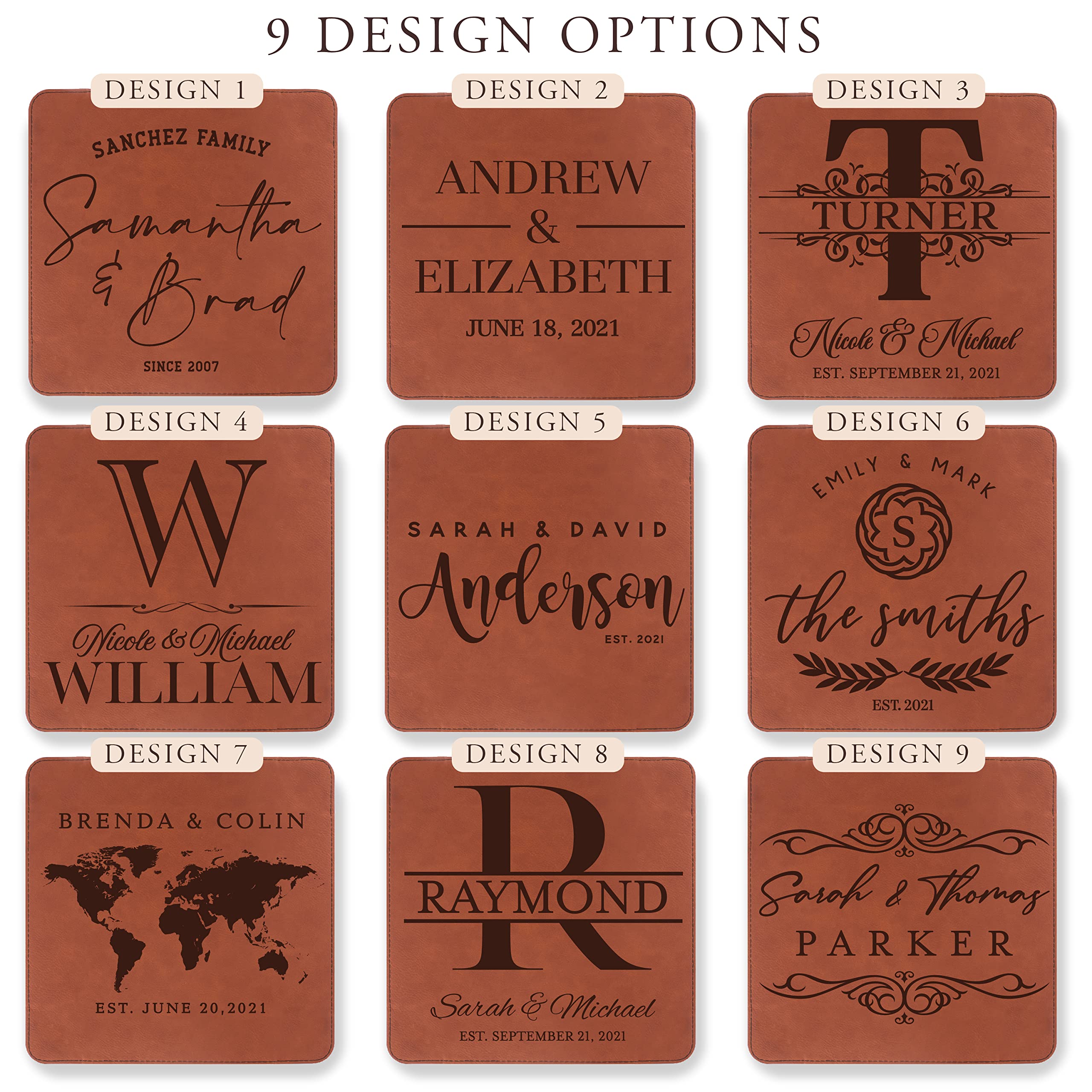 **Personalized Engraved Leather Tray for Couples - Custom Name & Date - Anniversary & Housewarming Gift for Newlyweds - Brown Catchall Tray - Entryway Table Decor - Perfect for Keys, Jewelry & Coins**