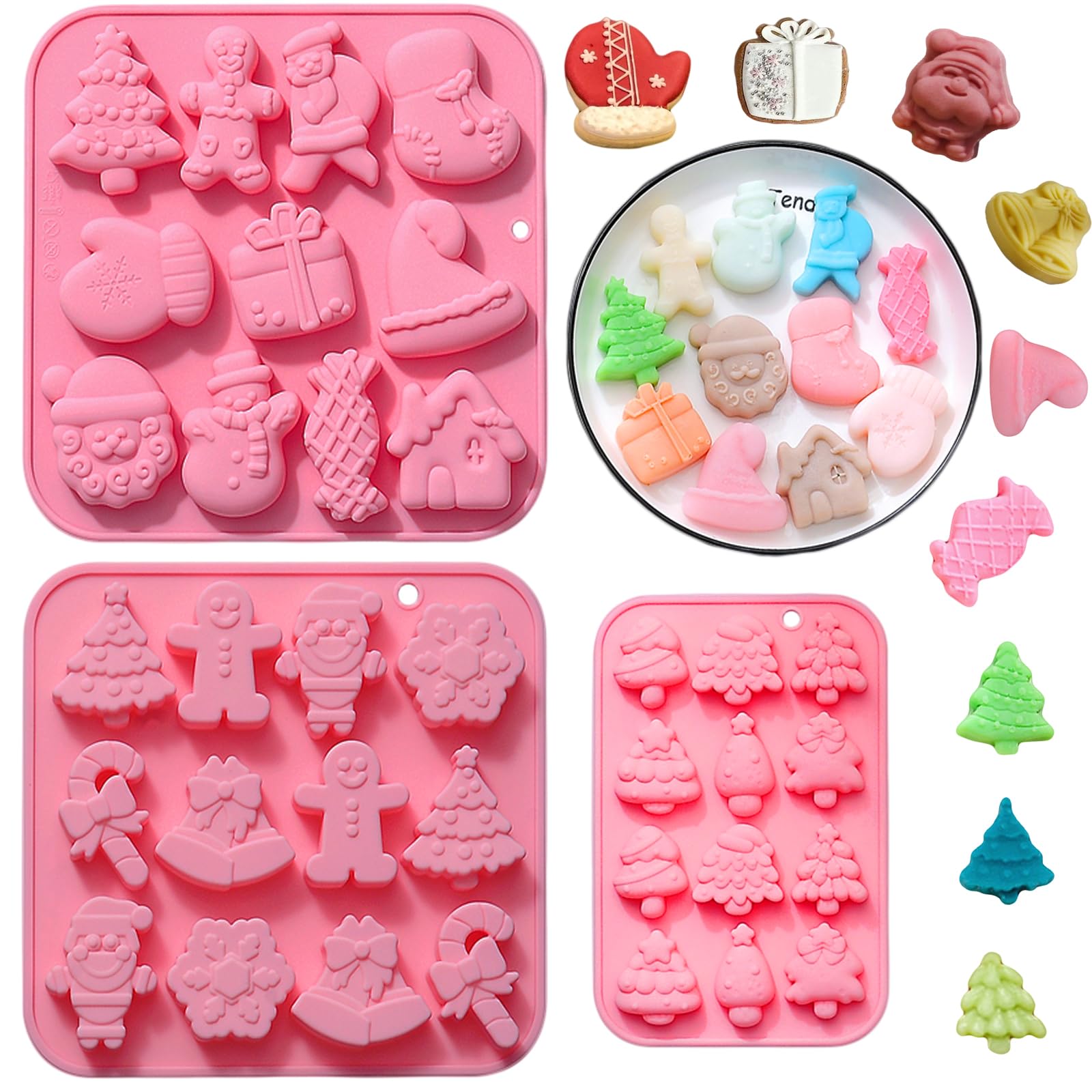 3 Pack Christmas Silicone Molds for Baking & Soap Making - Snowman, Gingerbread, Snowflake Chocolate & Jello Molds | Perfect for Holiday Desserts, DIY Crafts & Festive Treats
