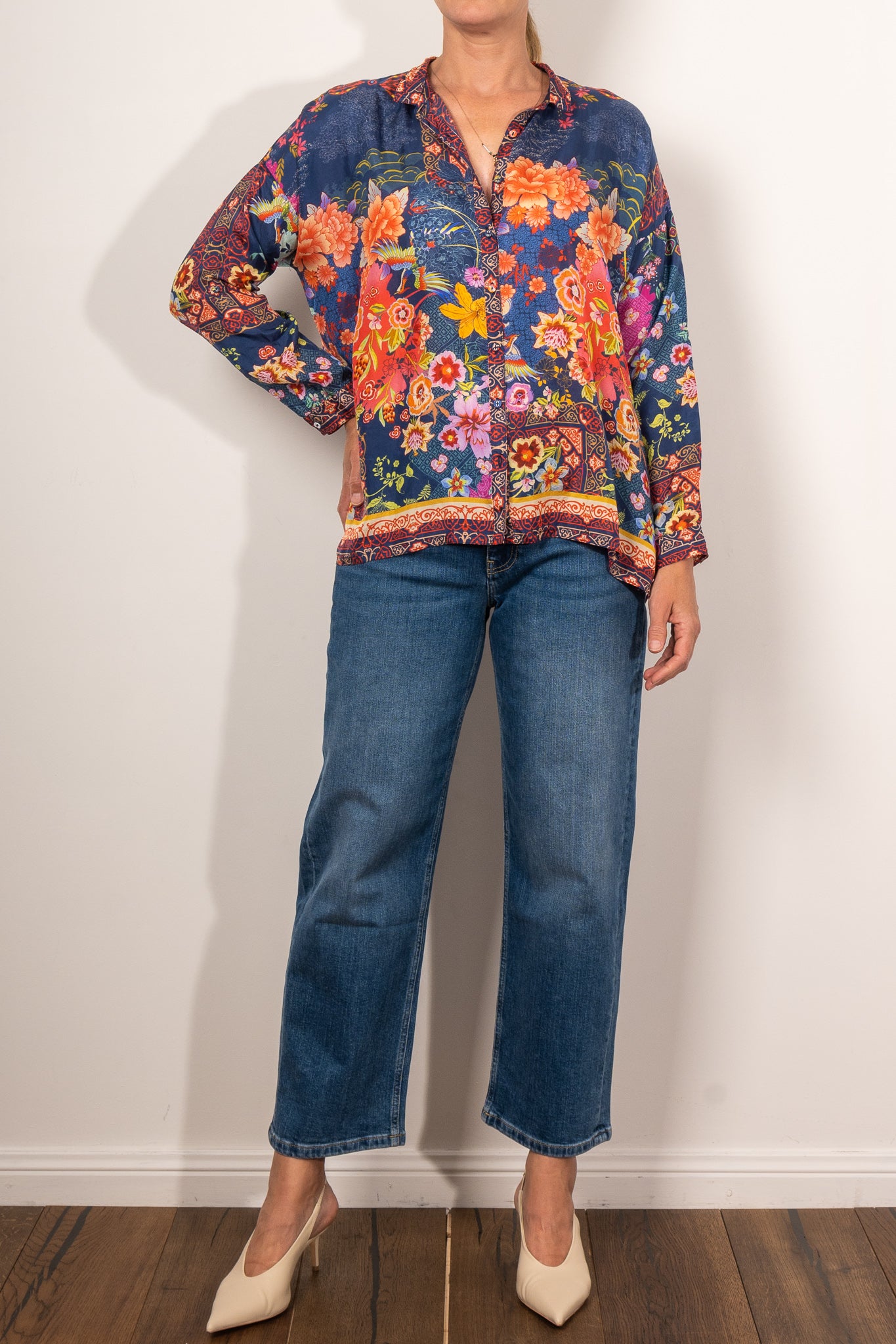 Johnny Was Audrey Oversized Blouse - Boho Flowy Women's Top for Casual & Dressy Occasions | Perfect for Beach, Office & Date Nights