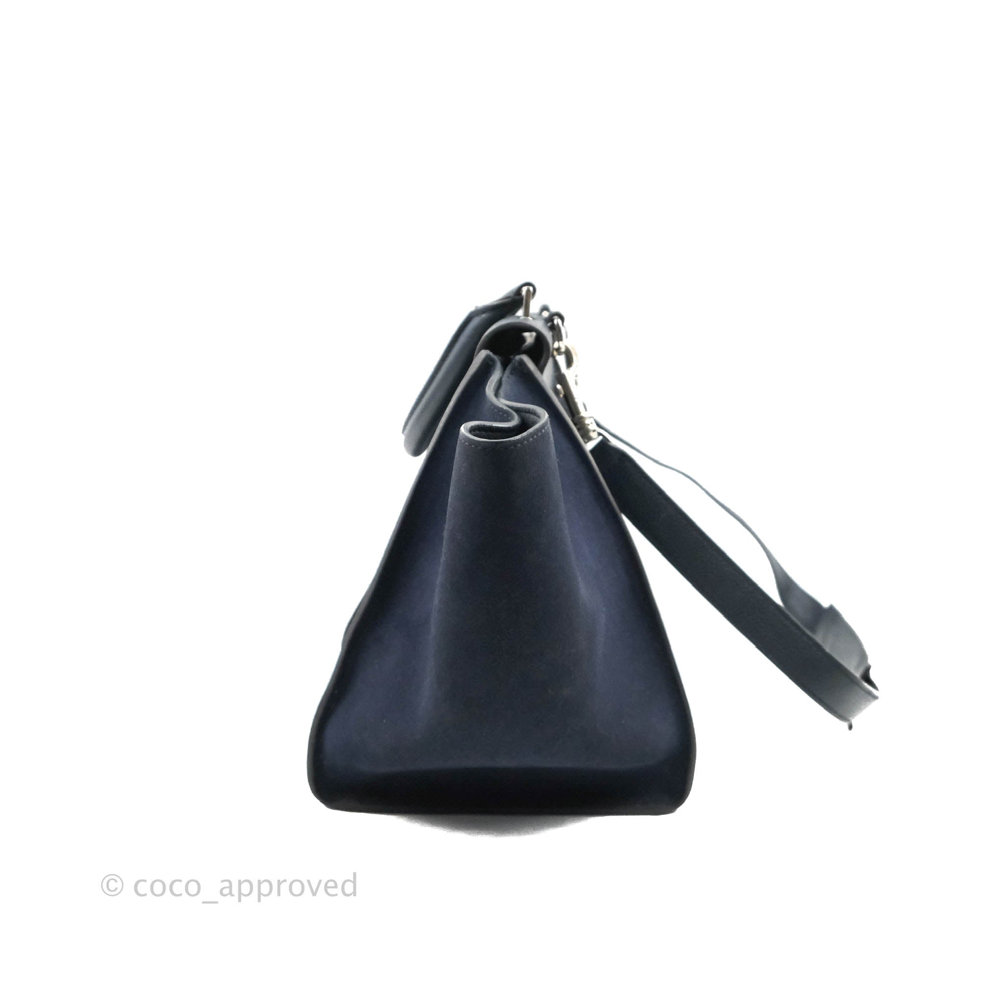Celine Small Sleek Trapeze Handbag in Navy Calfskin Leather - Perfect for Work, Travel & Everyday Use