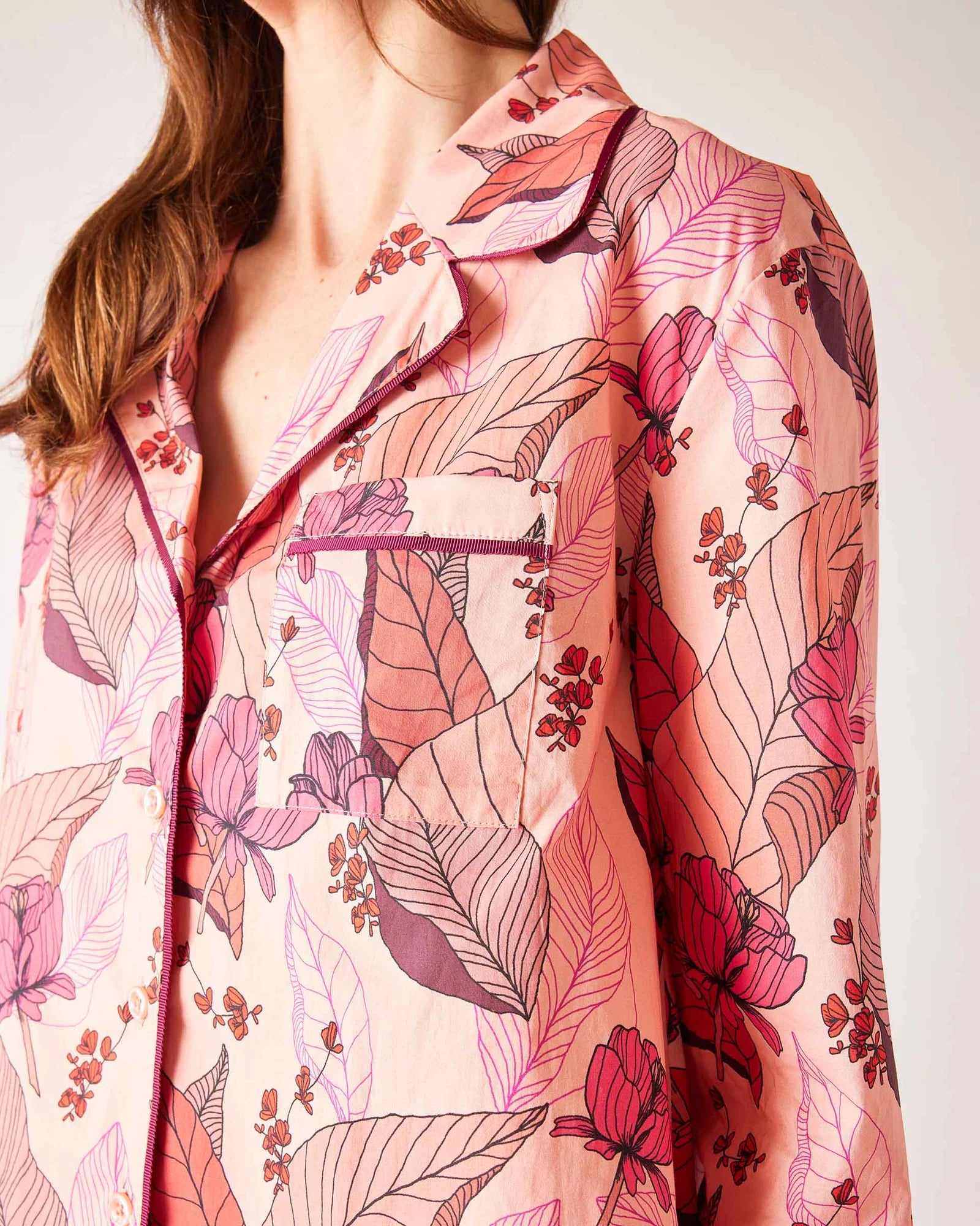 Luxury Rosewood Secret Garden Pajama Set for Women - Soft Sleepwear & Loungewear - Perfect for Relaxing at Home, Spa Days & Cozy Nights