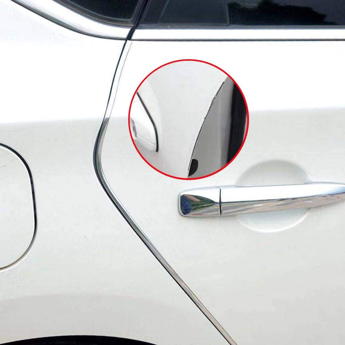 Universal Fit 19Ft (6M) Rubber U-Shape Car Door Edge Guards - Electroplated Silver Trim for Door Edge Protection | Perfect for SUVs, Sedans & Trucks to Prevent Scratches & Dings