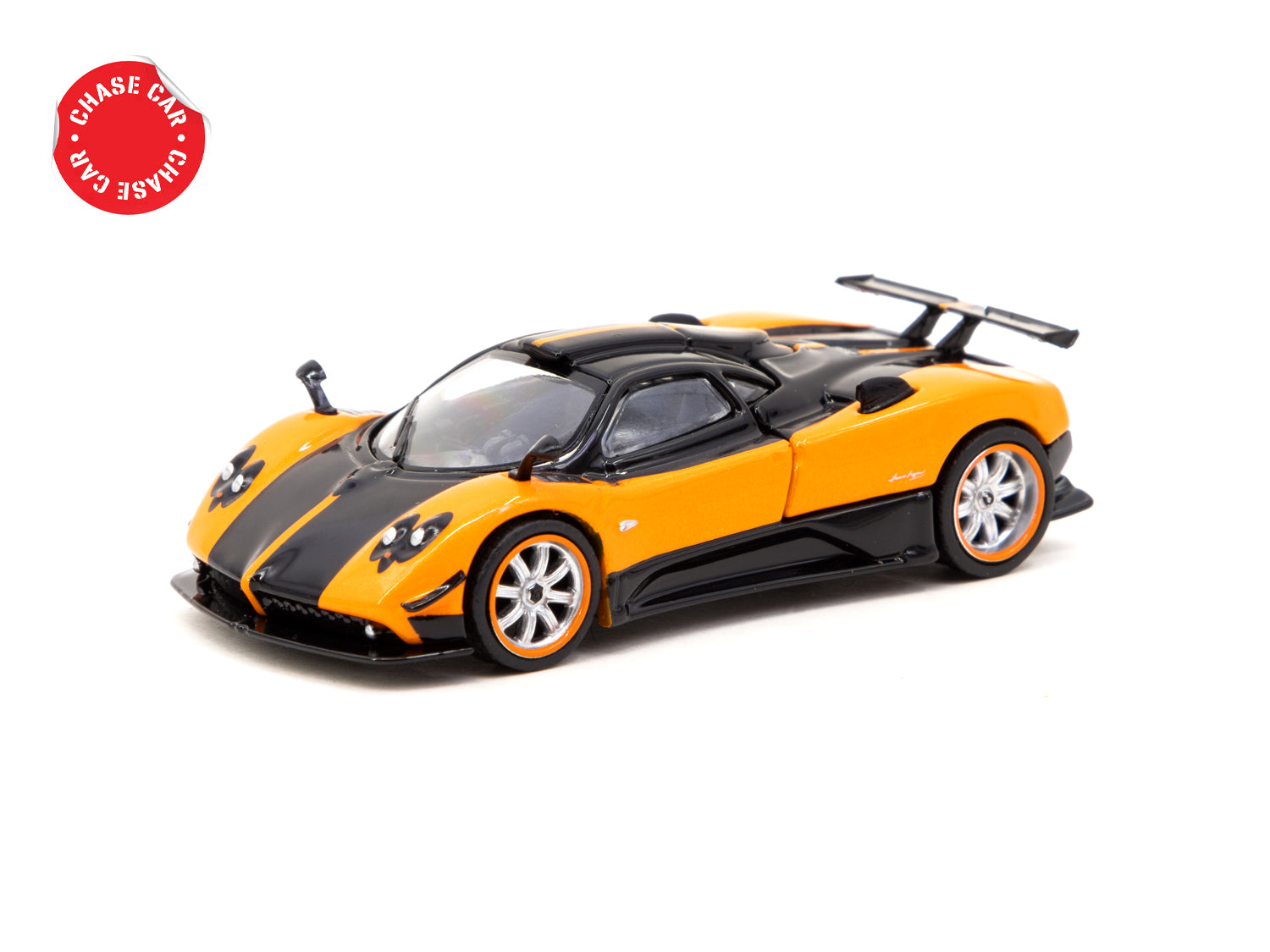Tarmac Works 1/64 Pagani Zonda Cinque Arancio Saint Tropez Diecast Model Car - Collectible Miniature Vehicle for Display & Racing - Perfect for Car Enthusiasts & Model Collectors