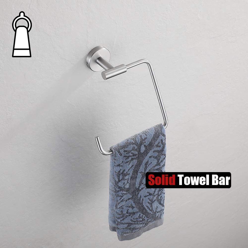 Stainless Steel Square Towel Ring Holder - 6 Inch Brushed Nickel Wall Mounted Bathroom Accessory (TR140-BN) - Perfect for Modern Bathrooms & Powder Rooms