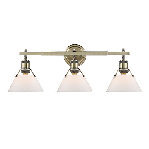 Aged Brass with Opal Glass Shade