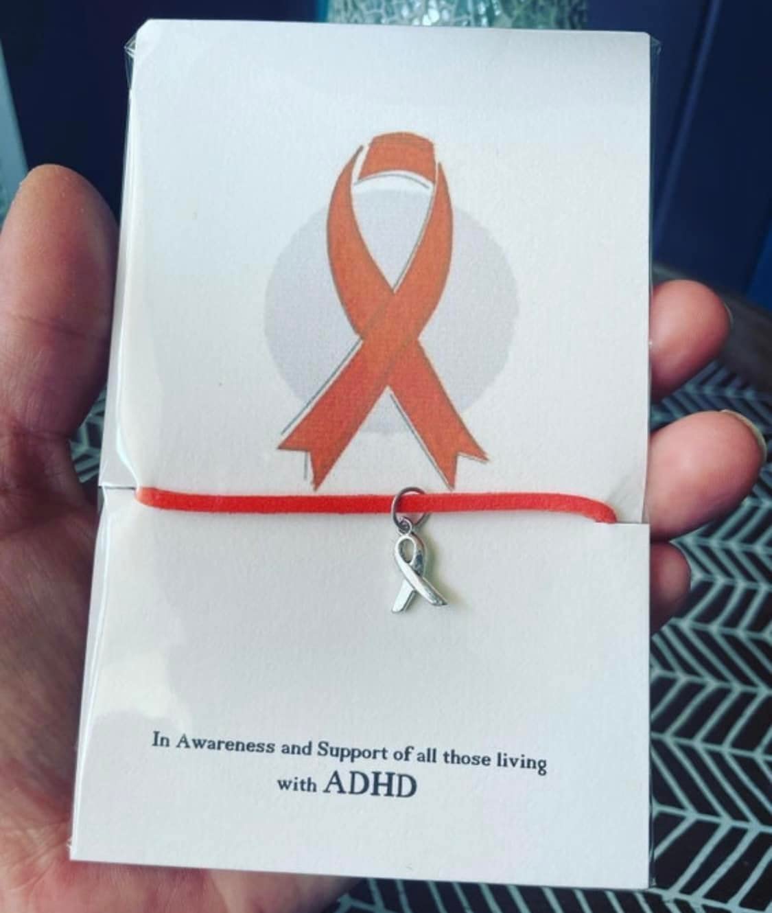 6 Pack ADHD Awareness Support Bracelets - Suede Cord Ribbon Charm Wristbands for ADHD Advocacy, Fundraising & Daily Encouragement