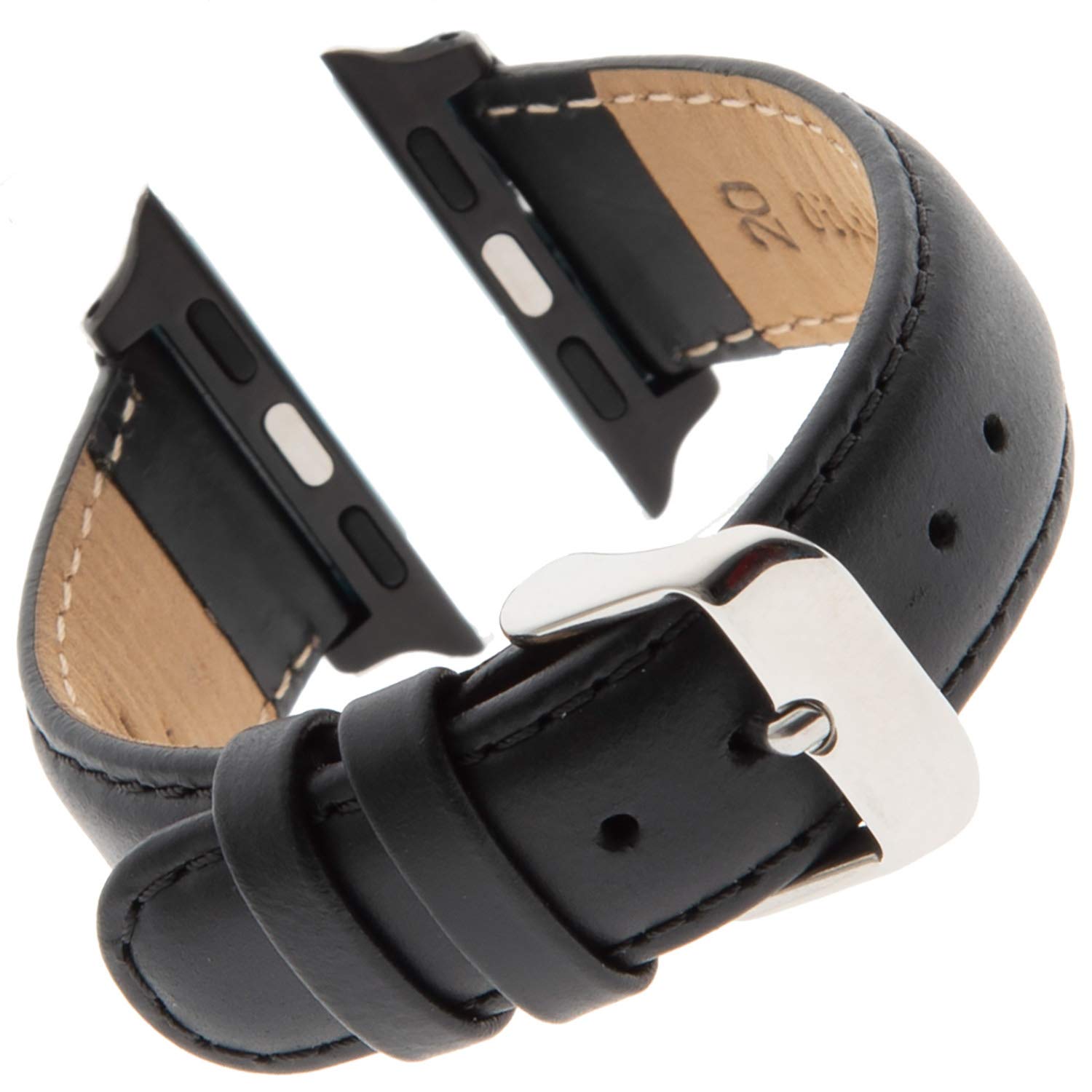 Waterproof Oilskin Stitched Black Watch Band for Apple Watch 38mm 40mm - Durable & Stylish Replacement Strap for Work, Travel & Outdoor Activities
