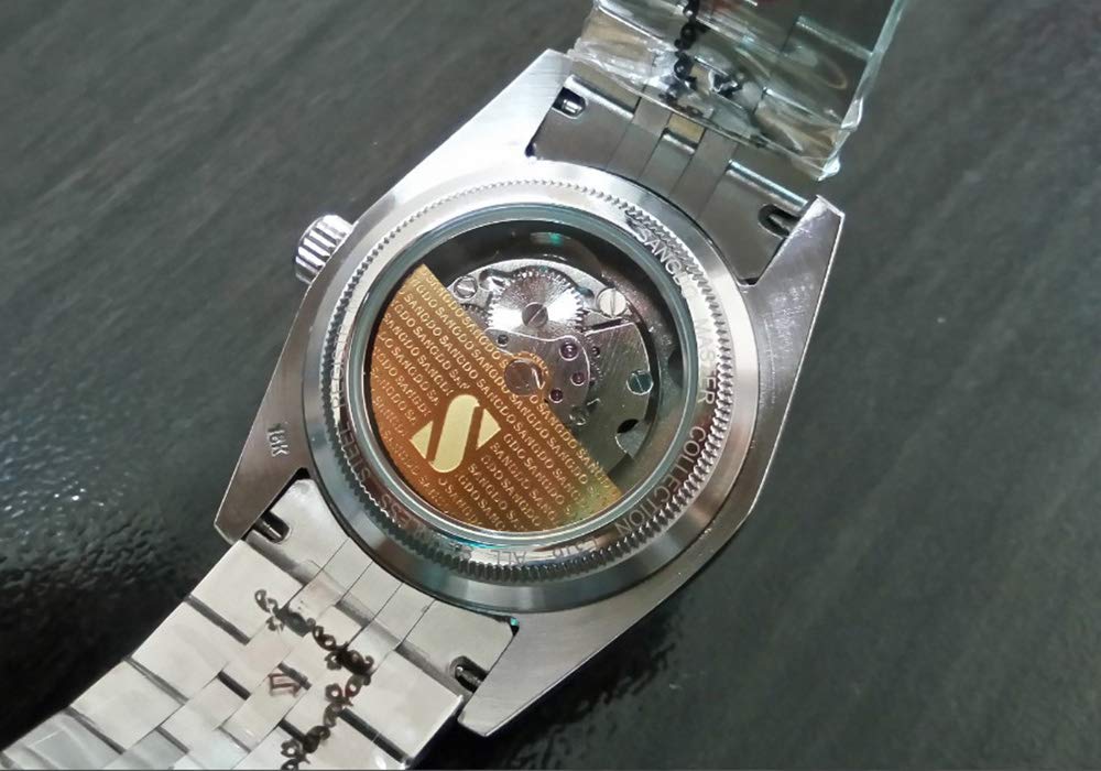 Gosasa Men's Luxury Automatic Mechanical Watch with Gold Crystal Accents & Stainless Steel Band - Waterproof Dress Watch for Business, Party & Formal Occasions - Perfect Gift for Men, Husband, Father & Friends