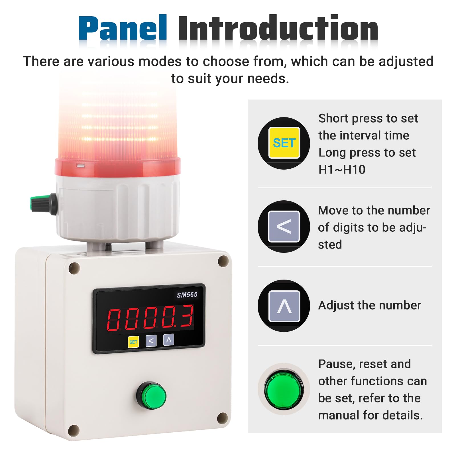 Industrial Cycle Timing Siren Alarm 0-105dB - Single Sound & Light Alarm with Timer (AC110V) - Perfect for Factories, Warehouses & Emergency Alert Systems