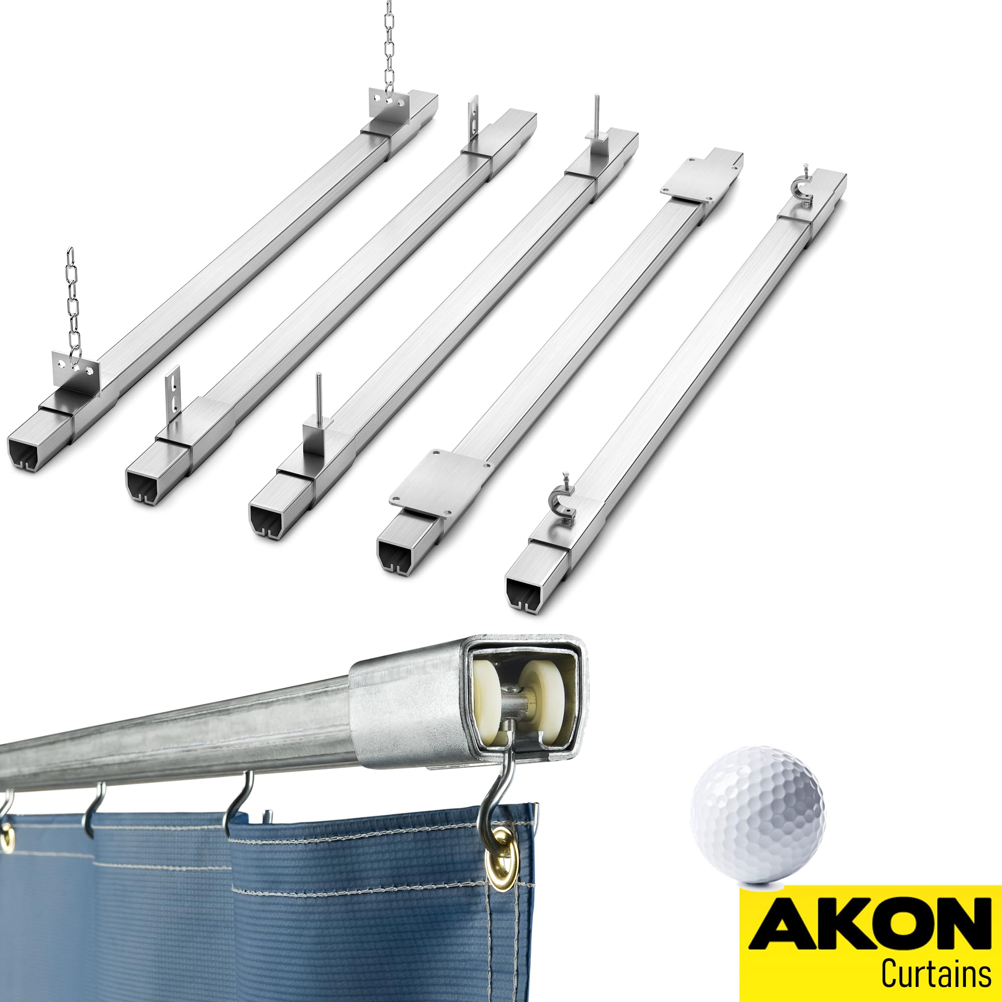 Premium Steel Golf Simulator Curtain Track - Heavy Duty & Adjustable for Indoor/Outdoor Golf Practice & Entertainment Spaces
