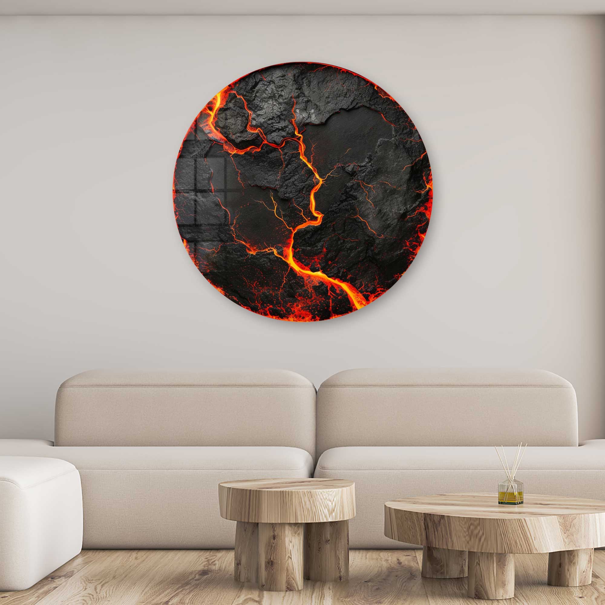 Lava Rounded Glass Wall Art - Modern Abstract Home Decor for Living Room, Bedroom & Office - Shatter-Resistant Tempered Glass with Elegant Design