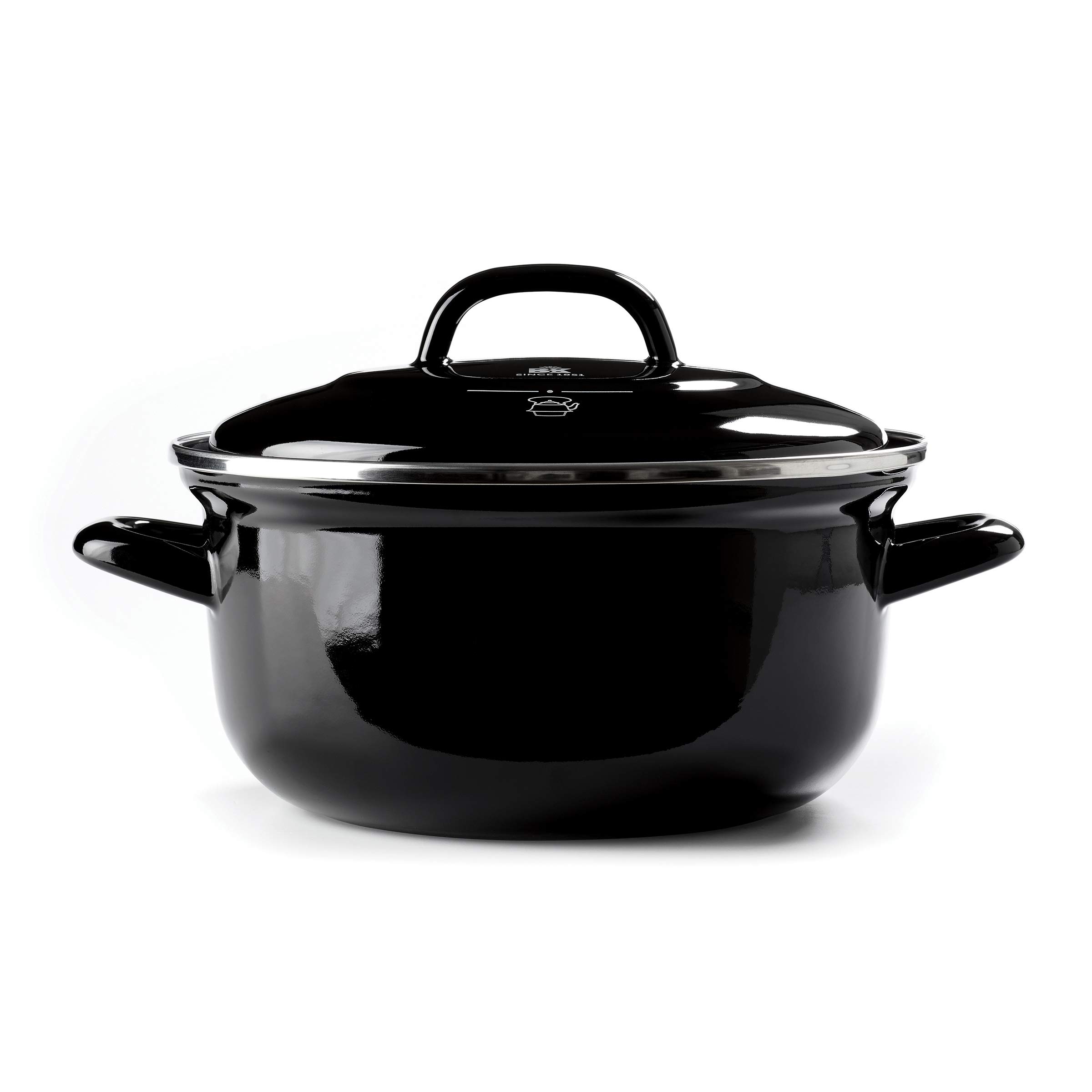 Indigo Aluminum Heavy-Gauge Carbon Steel 5.5QT Dutch Oven with Nonstick Glaze - Induction Compatible, Dishwasher Safe, Black - Perfect for Braising, Stewing & Slow Cooking