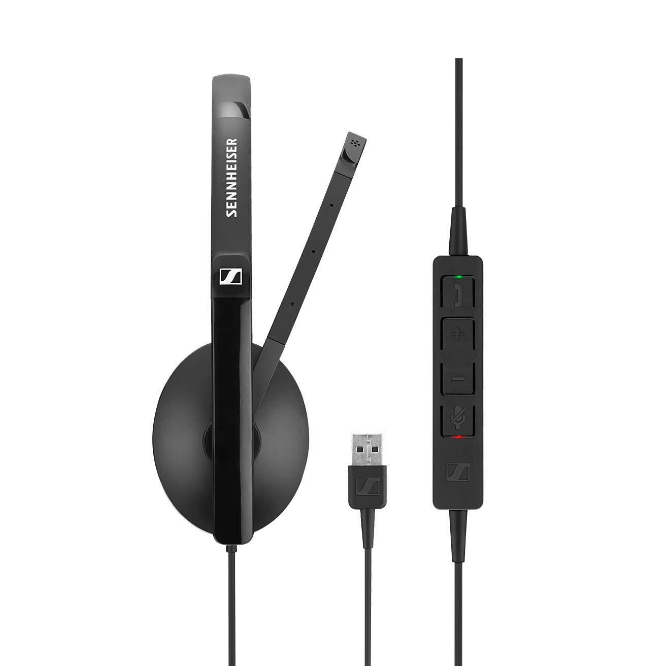 SENNHEISER SC 135 USB Professional Monaural Headset - HD Stereo Sound & Noise-Canceling Mic for Business Calls, Webinars, and Remote Work (Black, USB Connector)
