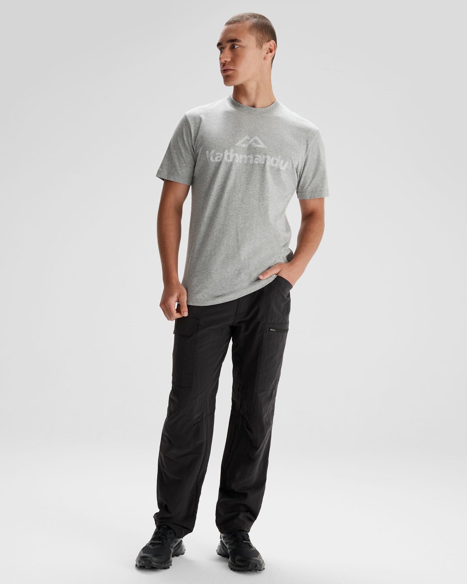 Premium Men's Organic Cotton T-Shirt with Logo - Light Grey Marble - Comfortable Casual Wear for Everyday & Gym