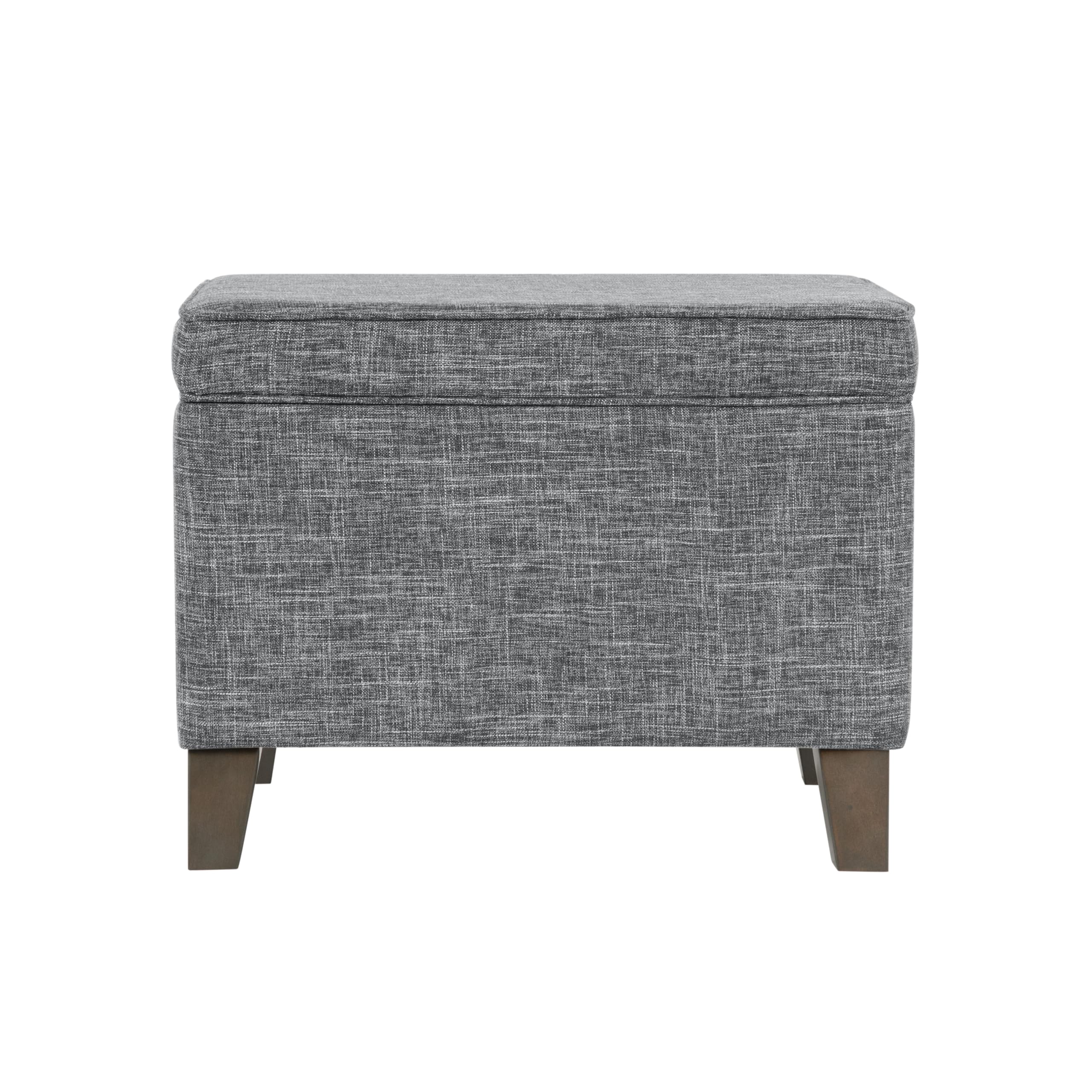 HomePop Medium Square Storage Ottoman with Hinged Lid - Grey Storage Bench for Living Room & Bedroom | Multi-Functional Footrest, Seating & Hidden Storage Solution for Small Spaces