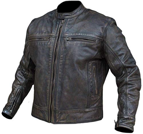 Men's Distressed Brown Vented Motorcycle Leather Jacket with 2 Gun Pockets - XL Size | Biker Riding Gear for Harley & Cruiser | Perfect for Motorcycle Enthusiasts & Outdoor Adventures