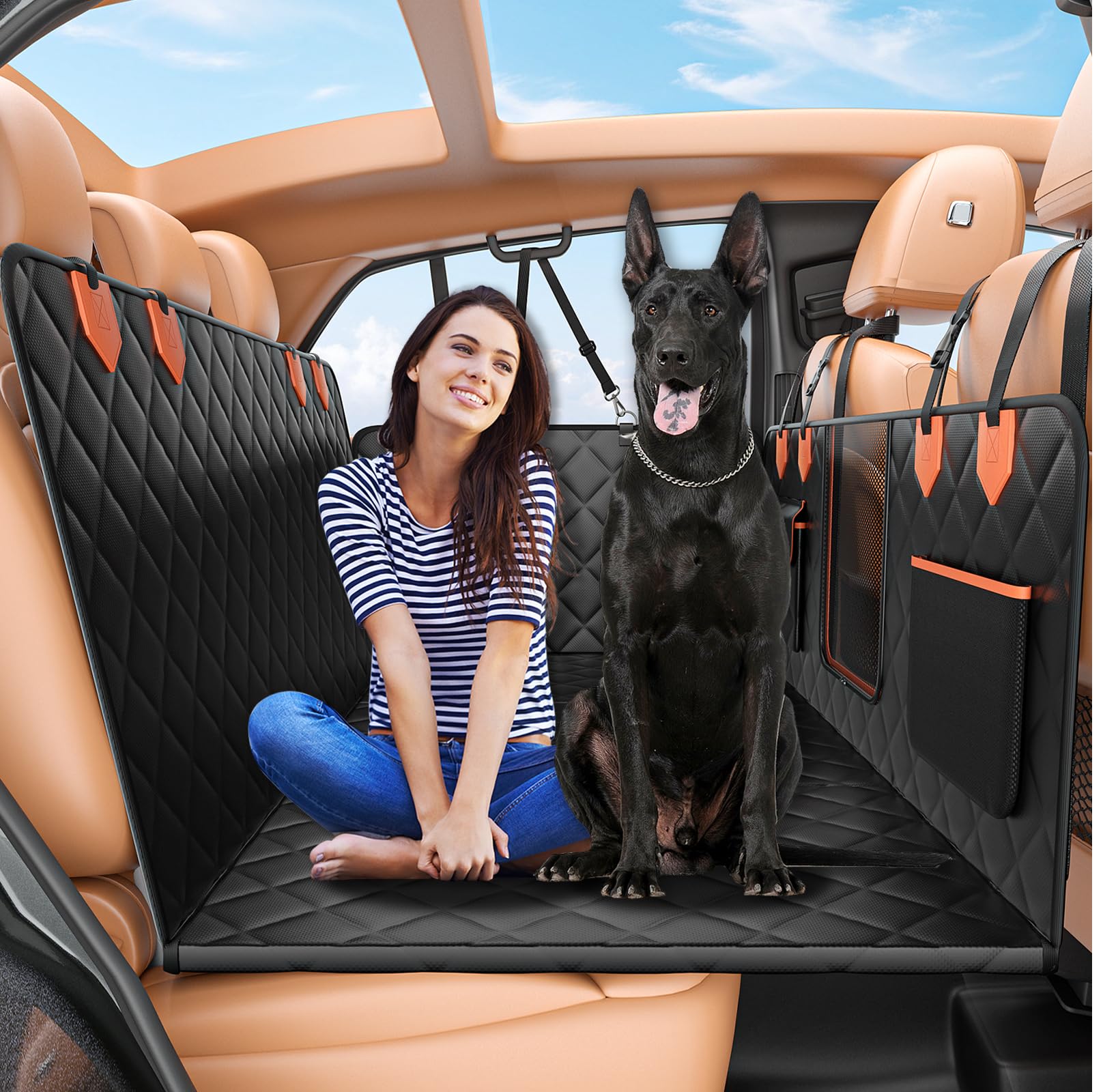 **Waterproof Hard Bottom Dog Car Seat Cover - Scratch-Proof & Anti-Slip Pet Seat Protector for SUVs & Back Seats - Supports Up to 500 lbs (Black) - Perfect for Travel, Road Trips & Pet Safety**