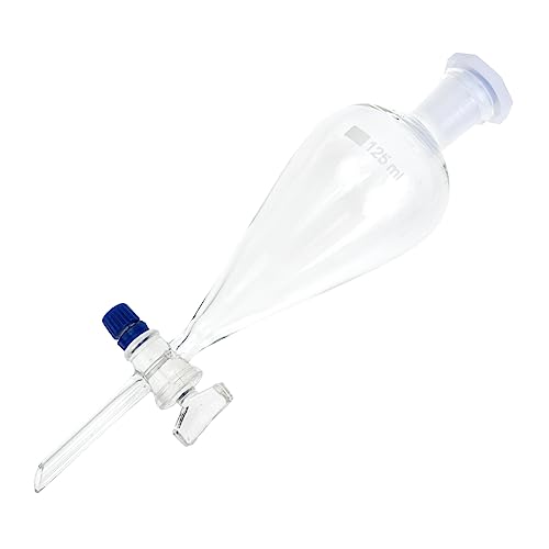 Premium Pear-Shaped Separatory Funnel - 250ml High Borosilicate Glass Conical Funnel with Glass Tube Joint for Essential Oil Extraction, Chemistry Experiments & Lab Use - Perfect for Distillation, Liquid Separation & Sample Preparation