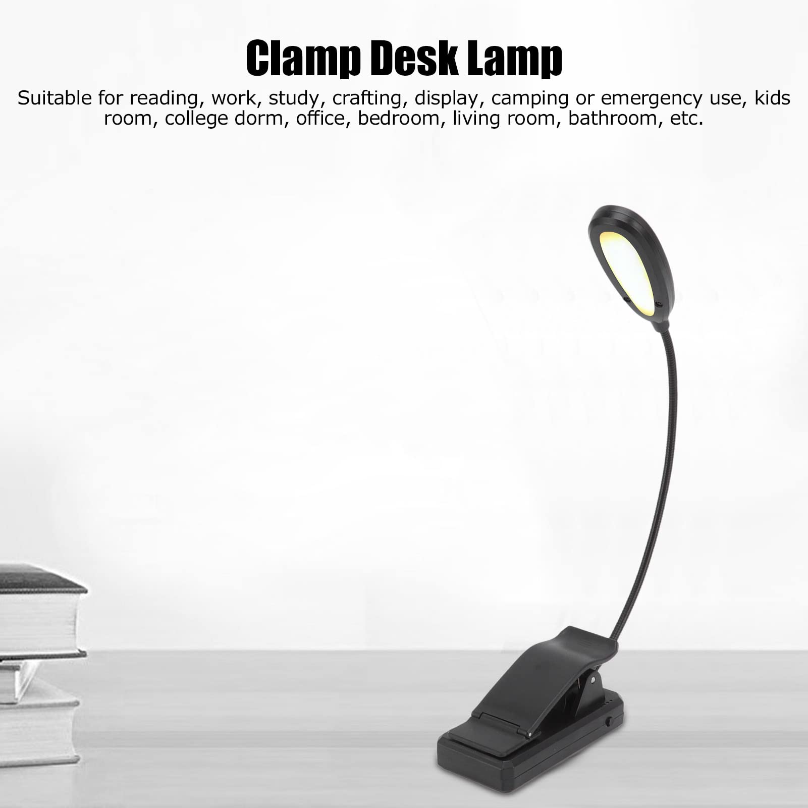 Clip-On Work Light with 9 Brightness Levels & Top Button Control - Portable Desk Lamp for Bedroom, Crafting, and Display - Adjustable Clamp Light with 3 Lighting Modes