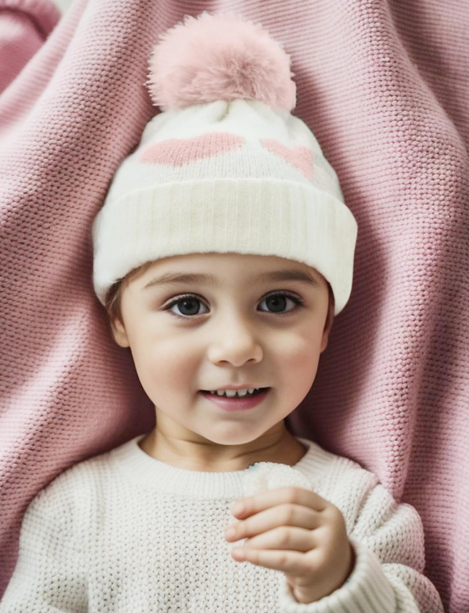 SEAUR Baby Beanie Hat - Warm Winter Knit Pom Pom Cap for Newborns & Toddlers (0-24 Months) | Cute Slouchy Skull Hat for Boys & Girls | Perfect for Outdoor Play, Winter Walks & Photo Shoots