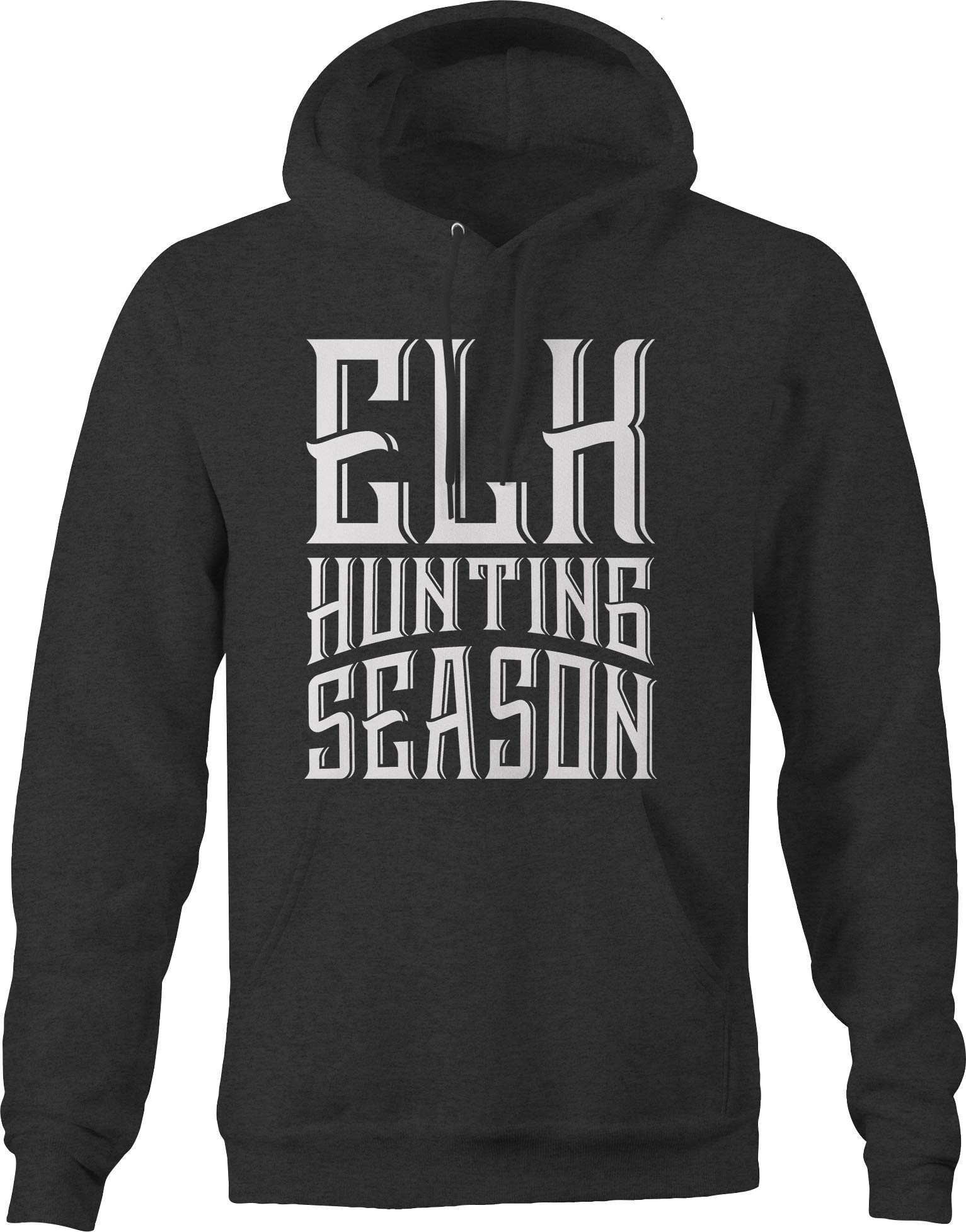 Elk Hunting Season Camo Hoodie for Men - Warm & Durable Hunting Jacket for Deer, Bow & Rifle Hunting - Dark Grey Woodland Camouflage - Perfect for Outdoor Adventures & Wilderness Survival