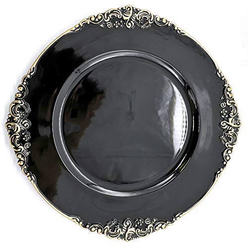 Floral Black Gold Trim