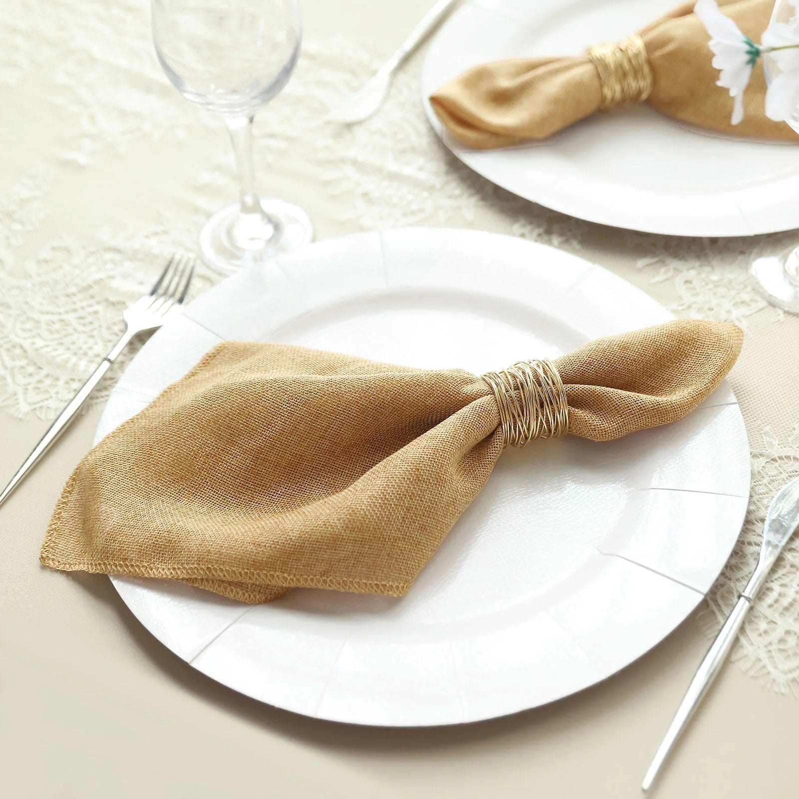 5 Rustic 19x19 Faux Burlap Dinner Napkins - Perfect for Farmhouse Weddings, Holiday Tablescapes & Rustic Home Decor