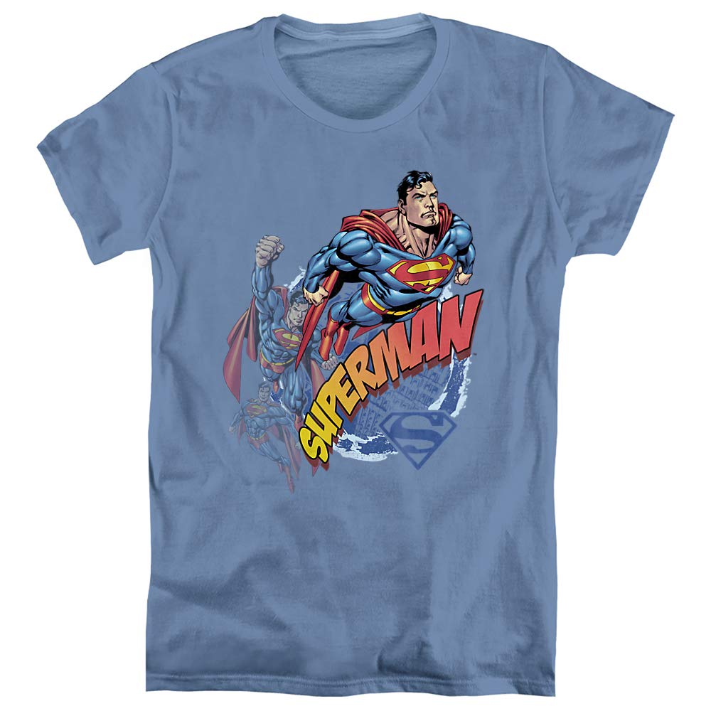 Superman Up Up and Away Women's T-Shirt - Cute Graphic Tee for Superhero Fans - Perfect for Cosplay, Casual Wear & Gifts