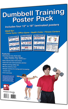 Dumbbell Workout Poster Set - Home Gym Fitness Training Guide for Strength & Muscle Building - Perfect for Gyms, Home Workouts & Fitness Studios