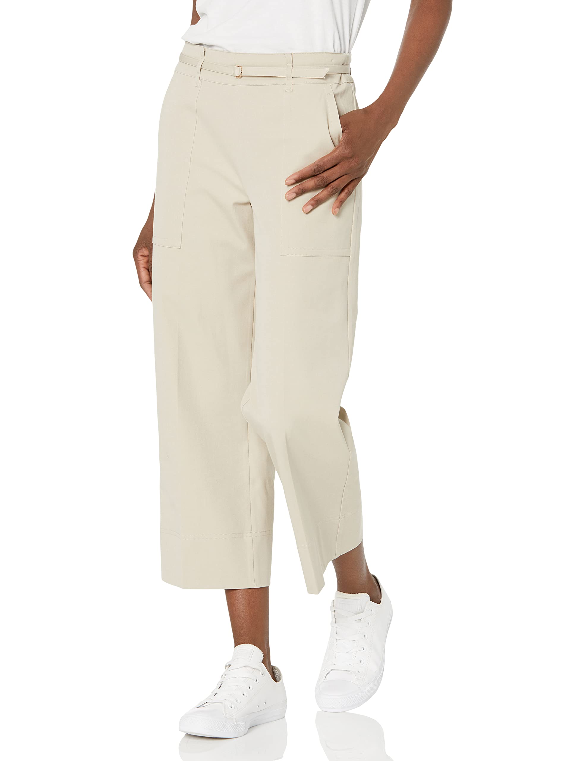 Lyssé Women's Floral Wide Leg Crop Pants - Comfortable & Stylish High Waisted Trousers for Work, Office, and Casual Outings
