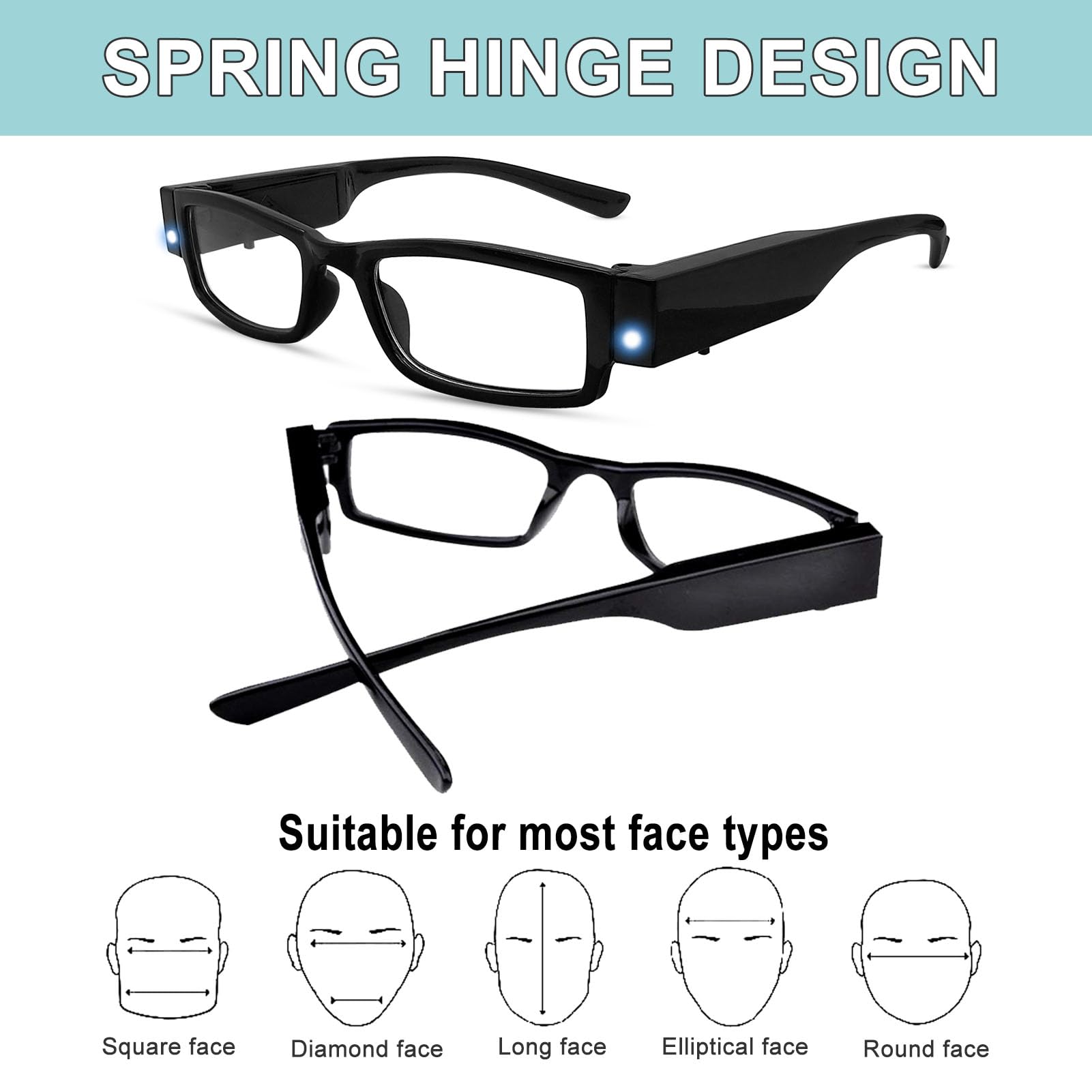 LED Reading Glasses with Light - Magnifying Eyewear for Men & Women | Perfect for Nighttime Reading & Low Light Conditions